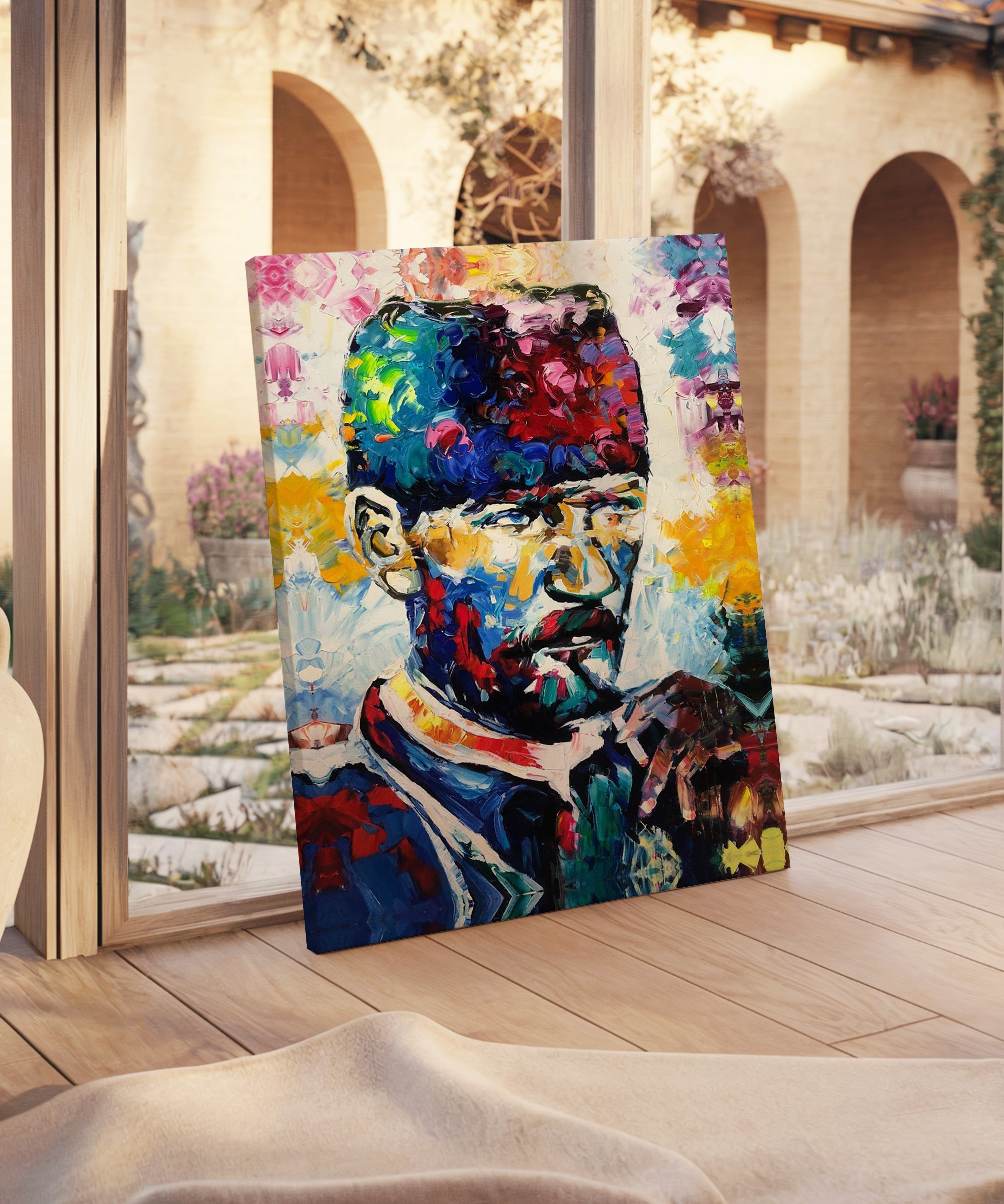 Renkli Atatürk | Yağlı Boya Dokulu Canvas Baskı