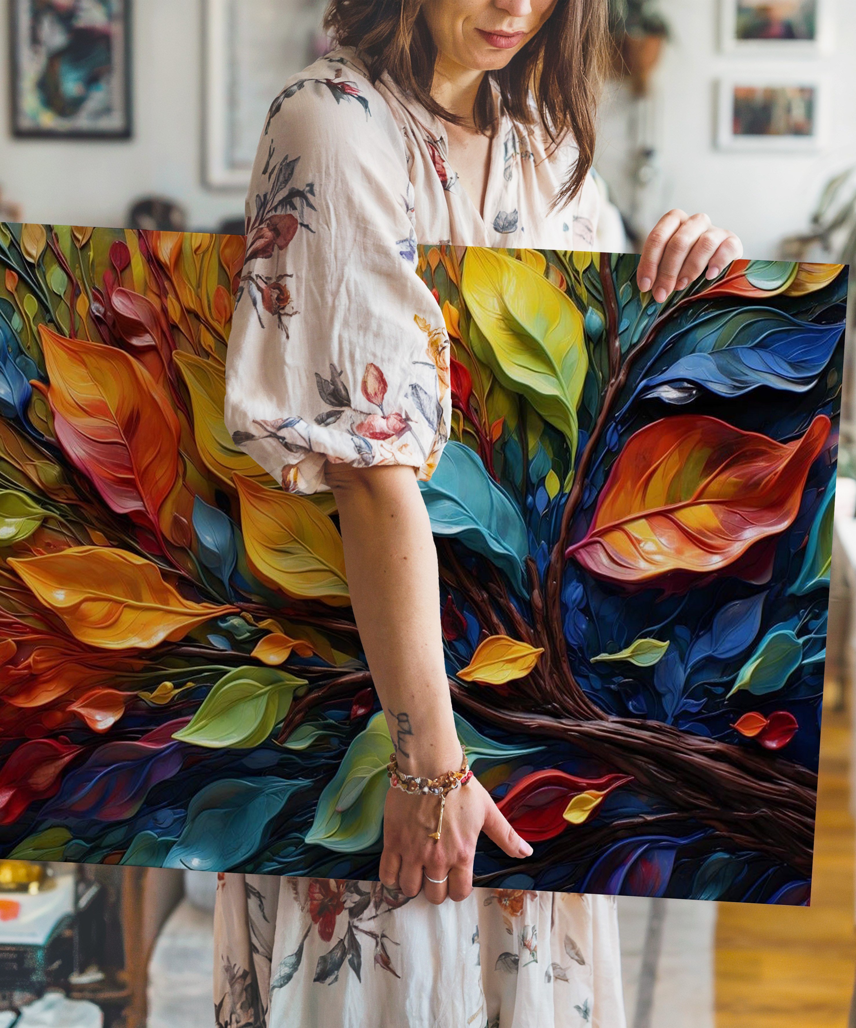 Renkli Doğa | Yağlıboya dokulu canvas baskı