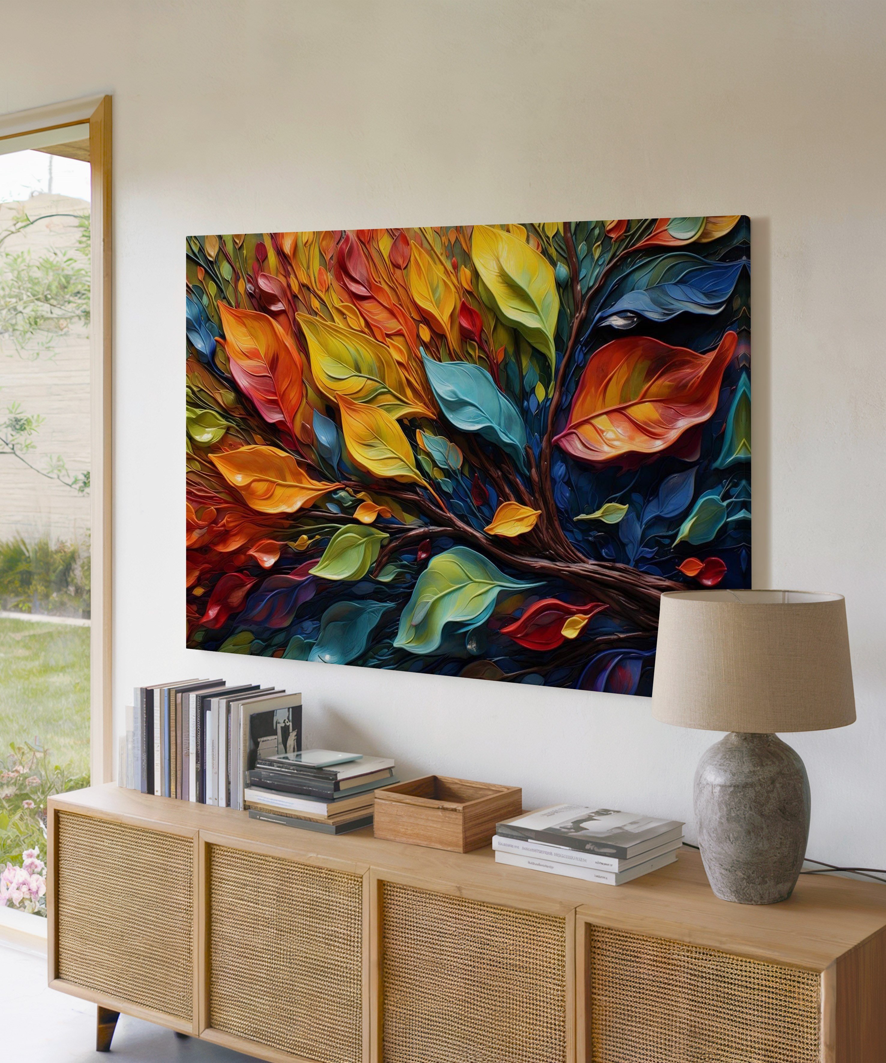 Renkli Doğa | Yağlıboya dokulu canvas baskı
