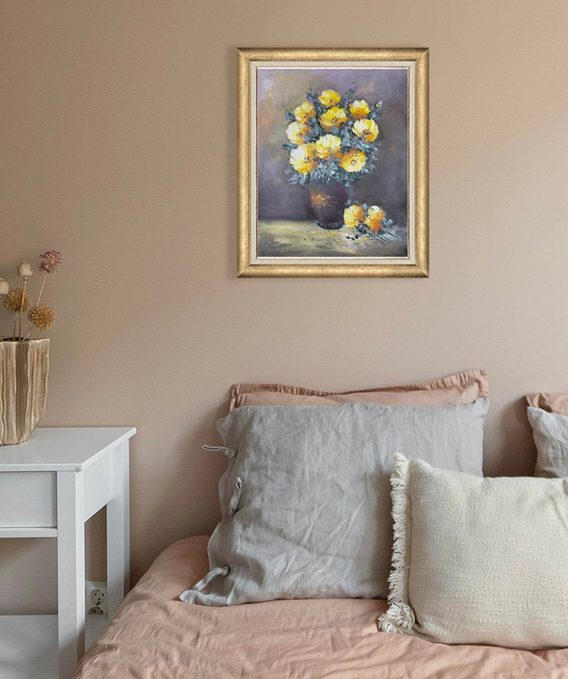 Sarı Çiçeklerin Zerafeti | Yağlı Boya Tablo