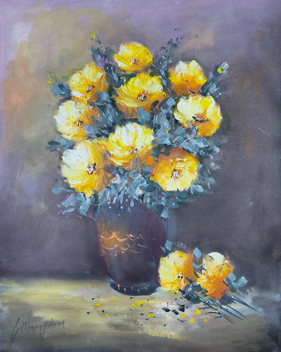 Sarı Çiçeklerin Zerafeti | Yağlı Boya Tablo