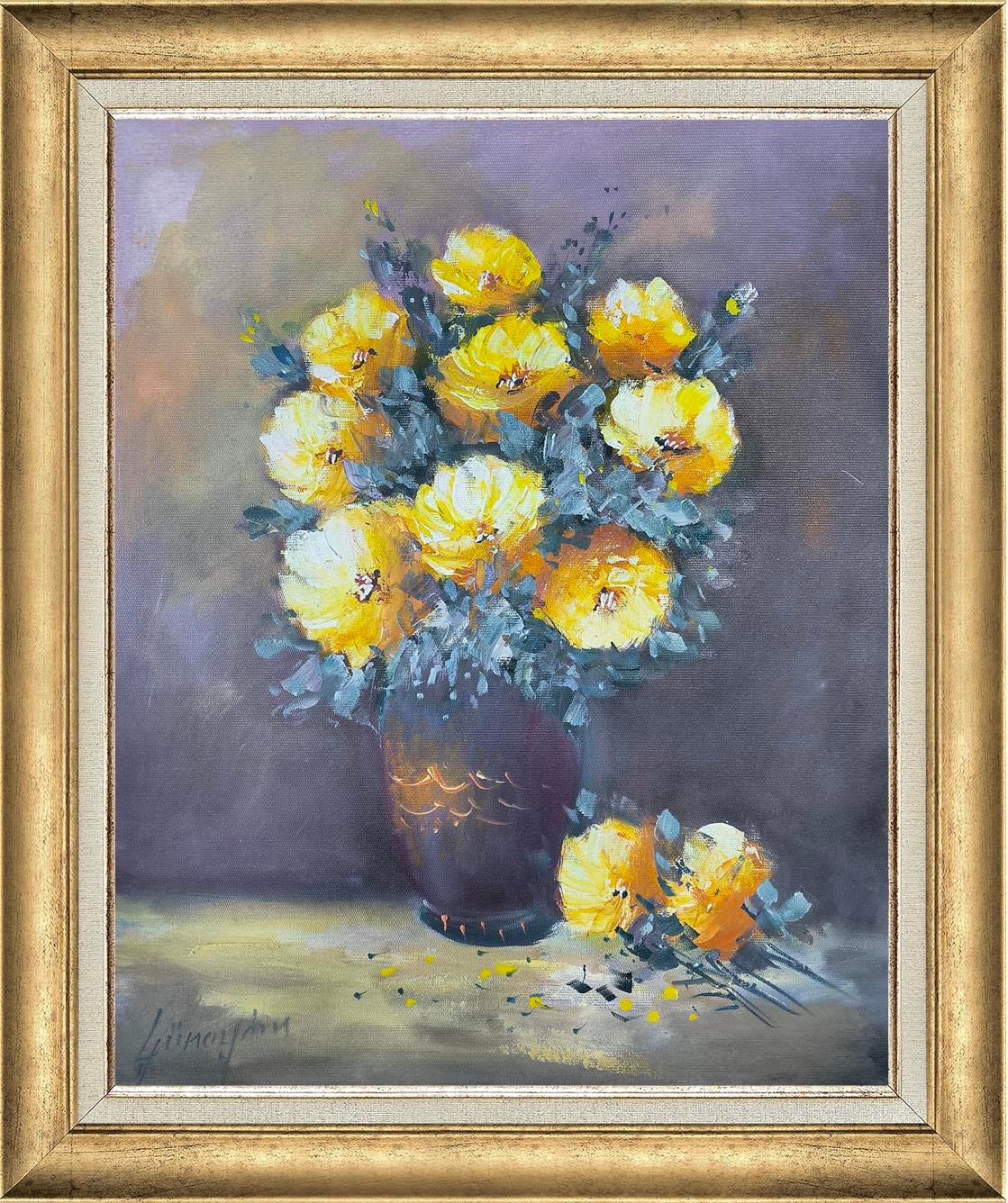 Sarı Çiçeklerin Zerafeti | Yağlı Boya Tablo