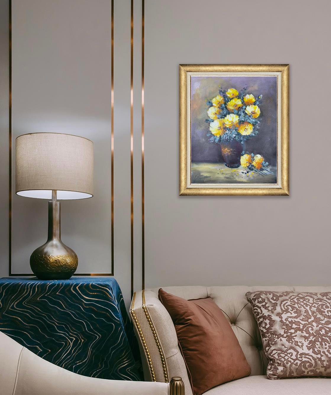 Sarı Çiçeklerin Zerafeti | Yağlı Boya Tablo