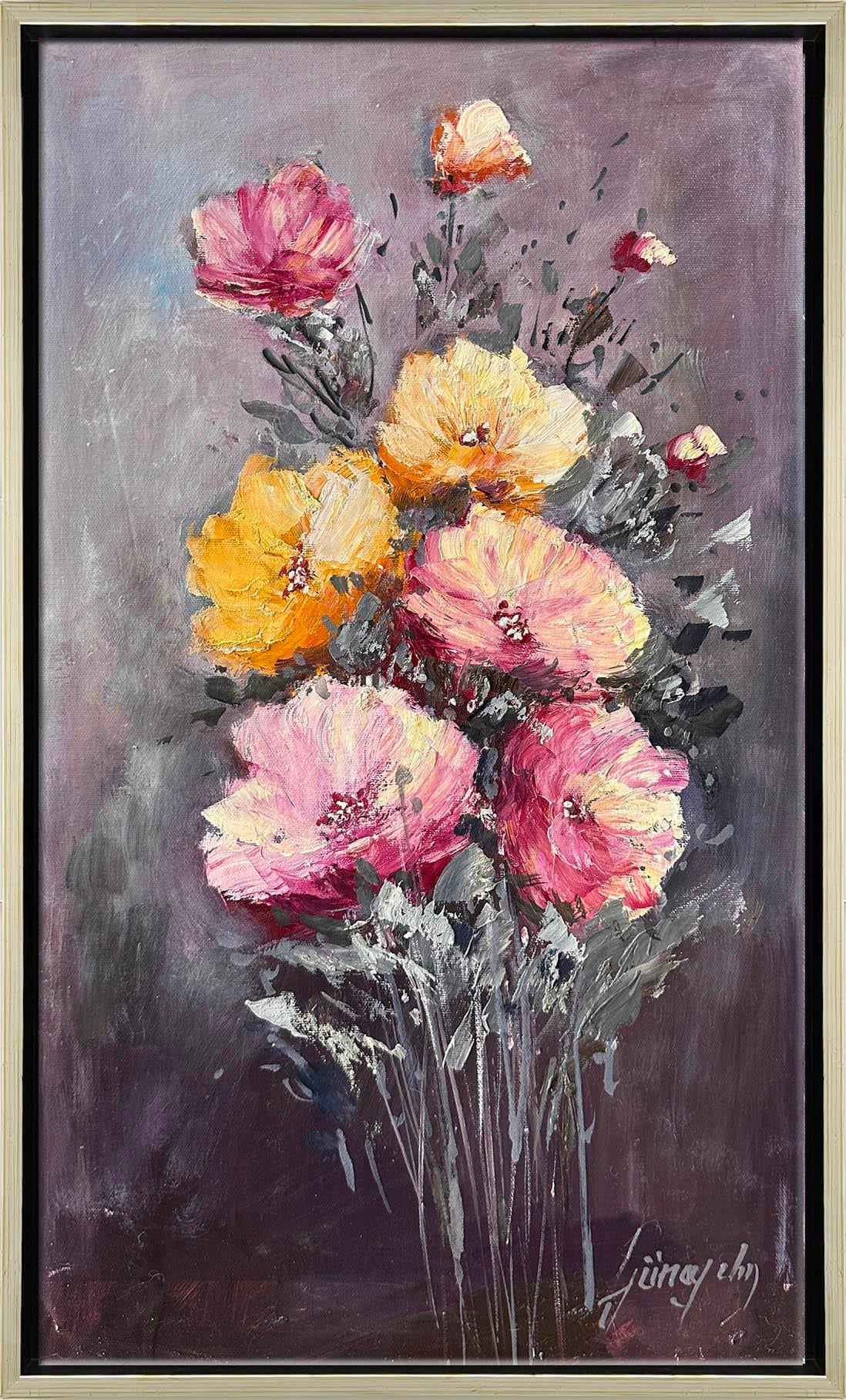Sarı Pembe Çiçekler | Yağlı Boya Tablo 