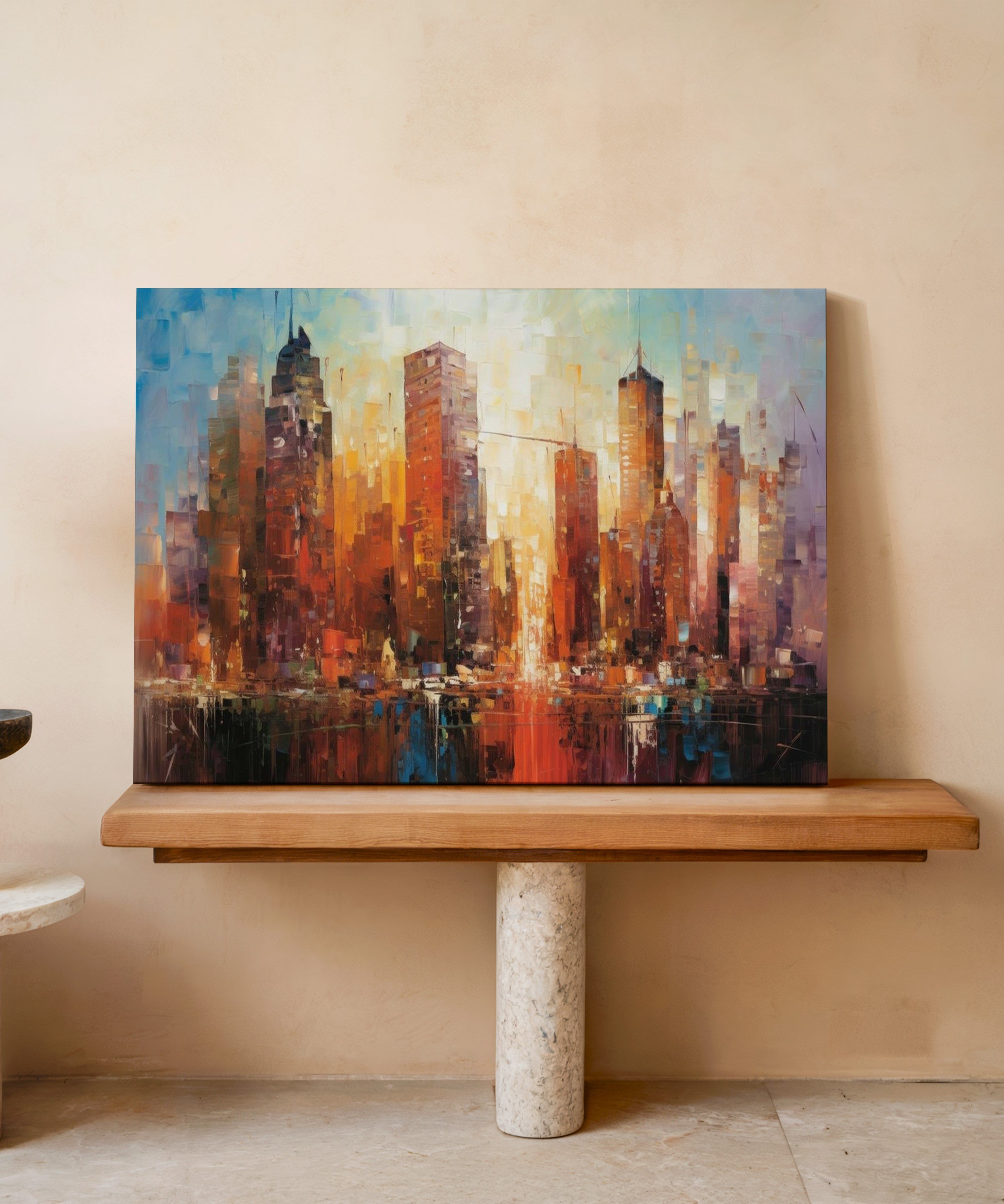 Şehir Senfonisi  Yağlı Boya Dokulu Canvas Baskı