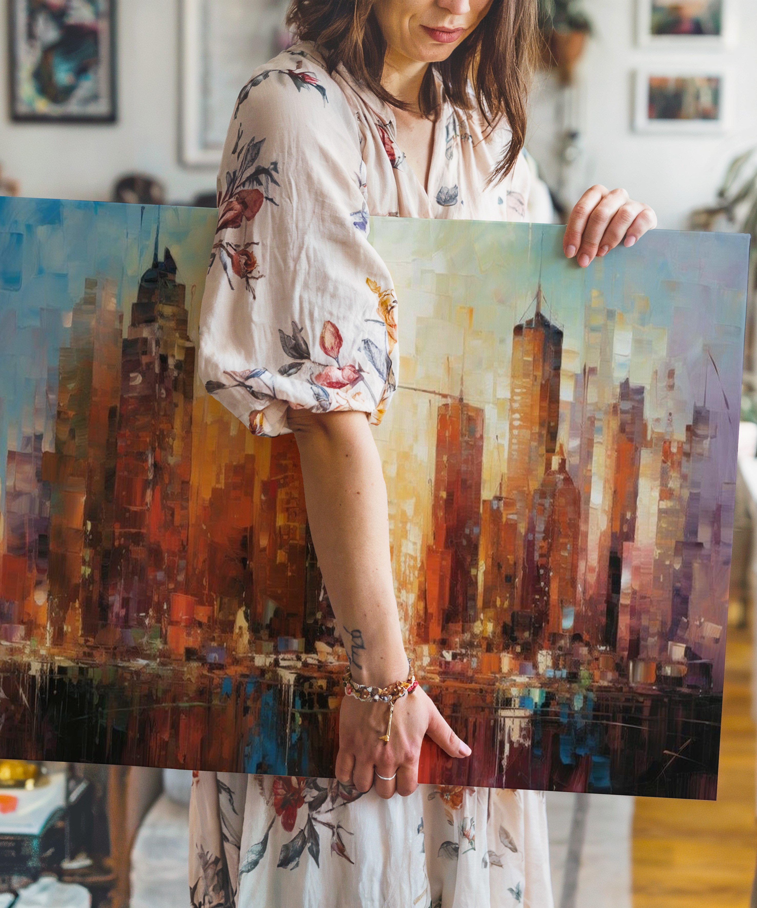 Şehir Senfonisi  Yağlı Boya Dokulu Canvas Baskı