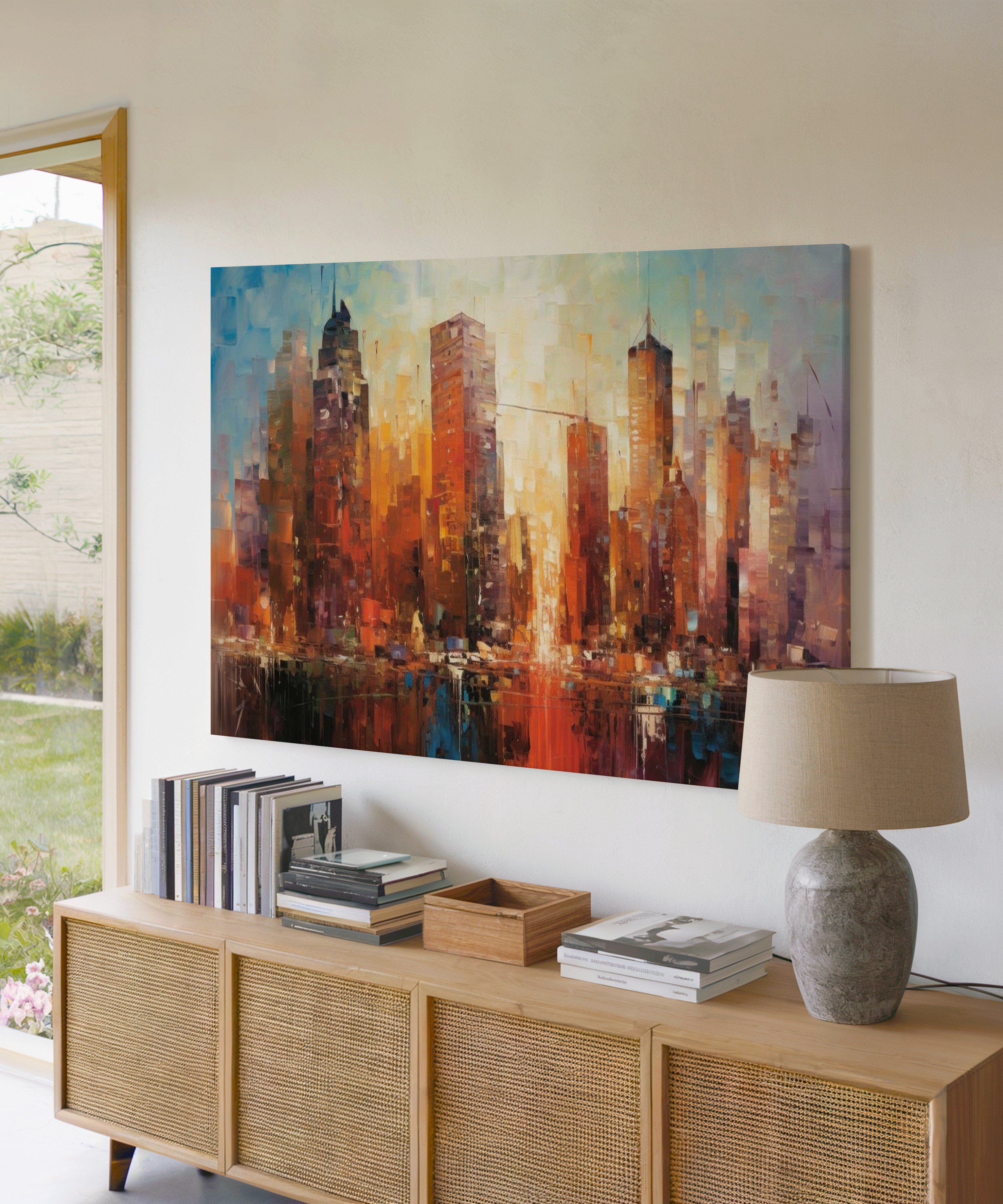 Şehir Senfonisi  Yağlı Boya Dokulu Canvas Baskı