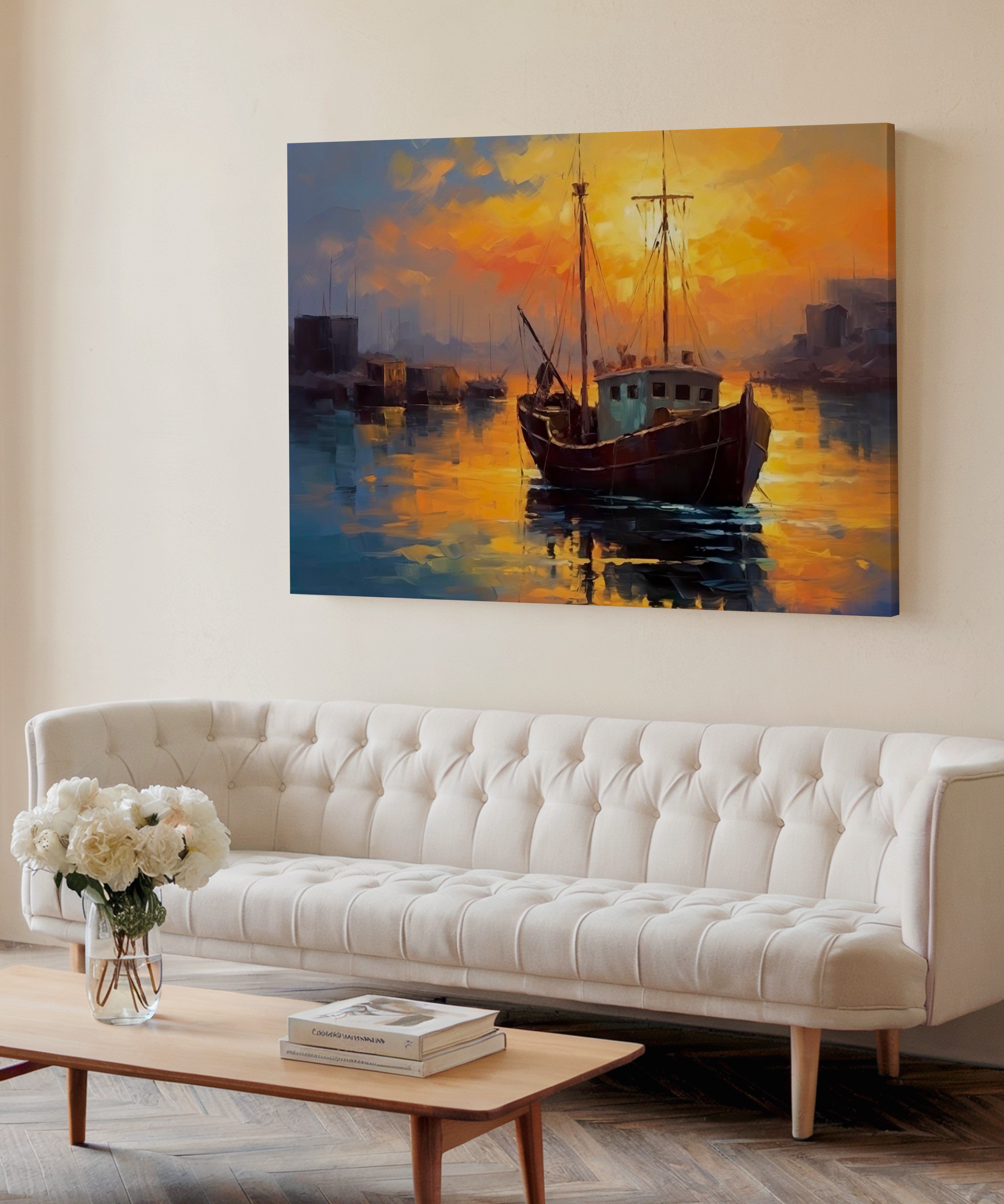 Sessiz Liman | Yağlı Boya Dokulu Canvas Baskı