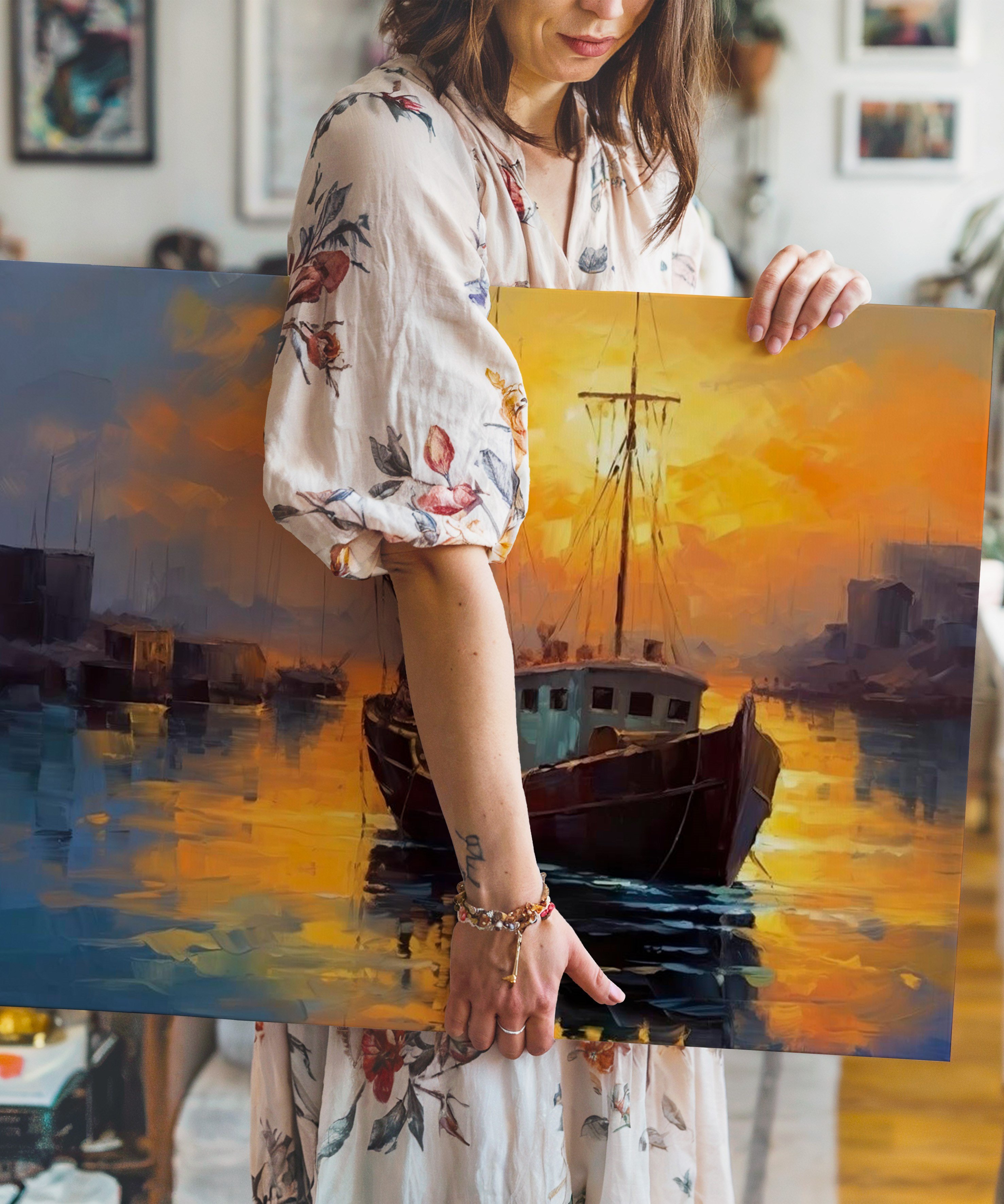 Sessiz Liman | Yağlı Boya Dokulu Canvas Baskı