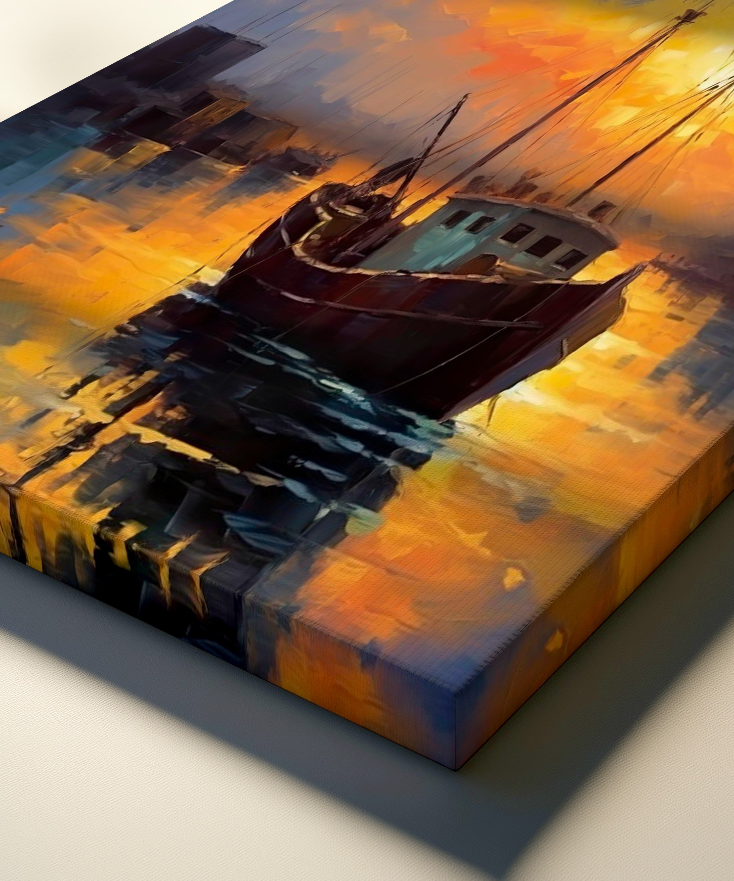 Sessiz Liman | Yağlı Boya Dokulu Canvas Baskı