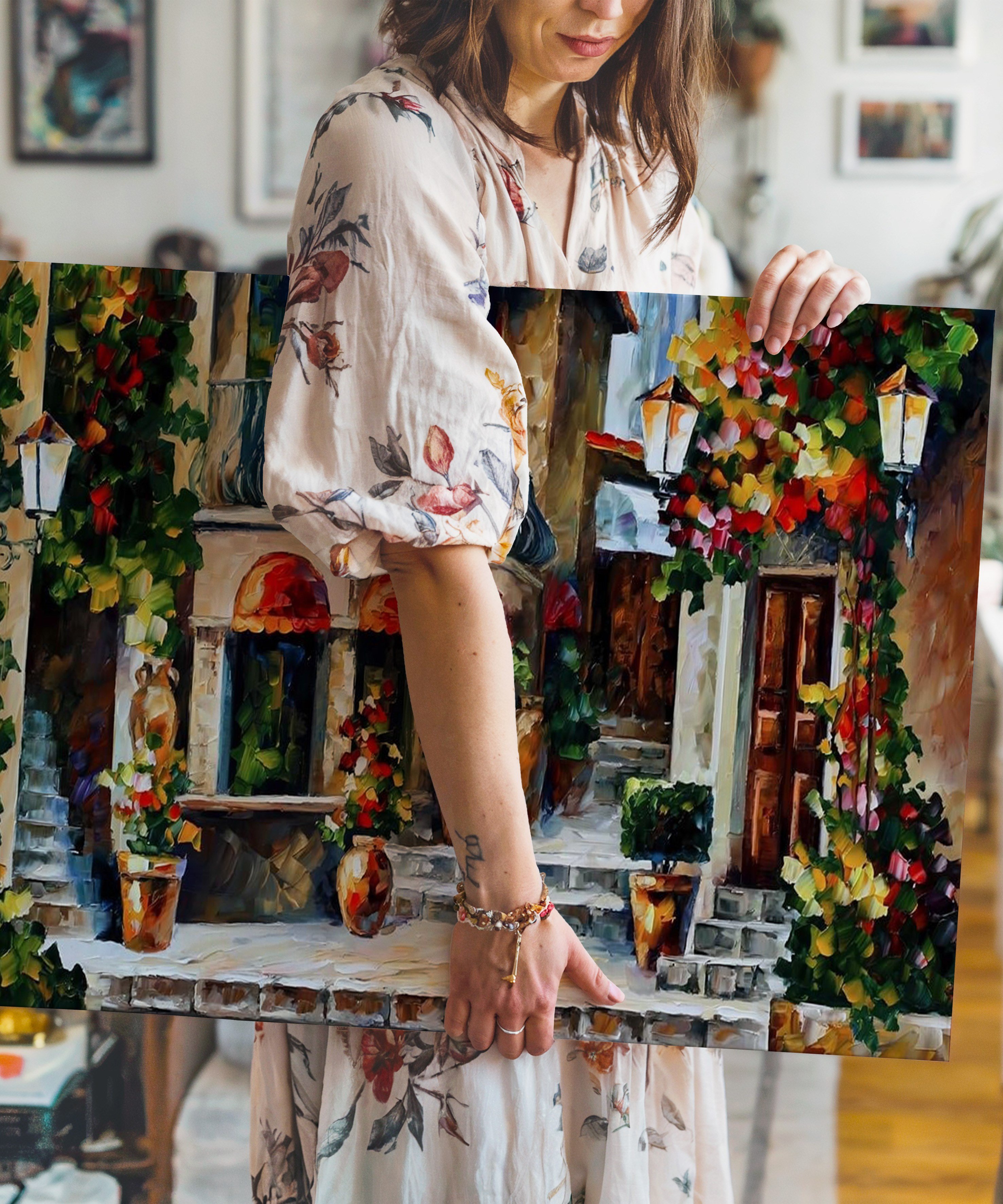 Şirin Mekanlar | Yağlıboya dokulu canvas baskı