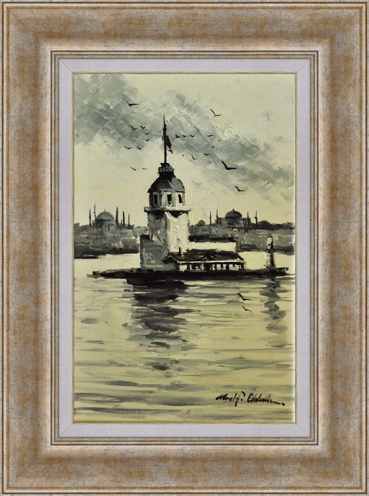 Siyah Beyaz Kız Kulesi | 50 x 70
