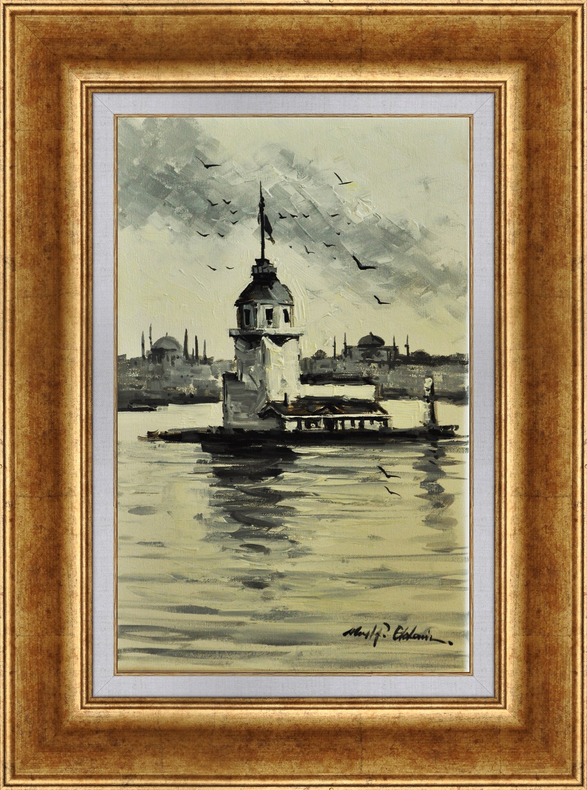 Siyah Beyaz Kız Kulesi | 50 x 70