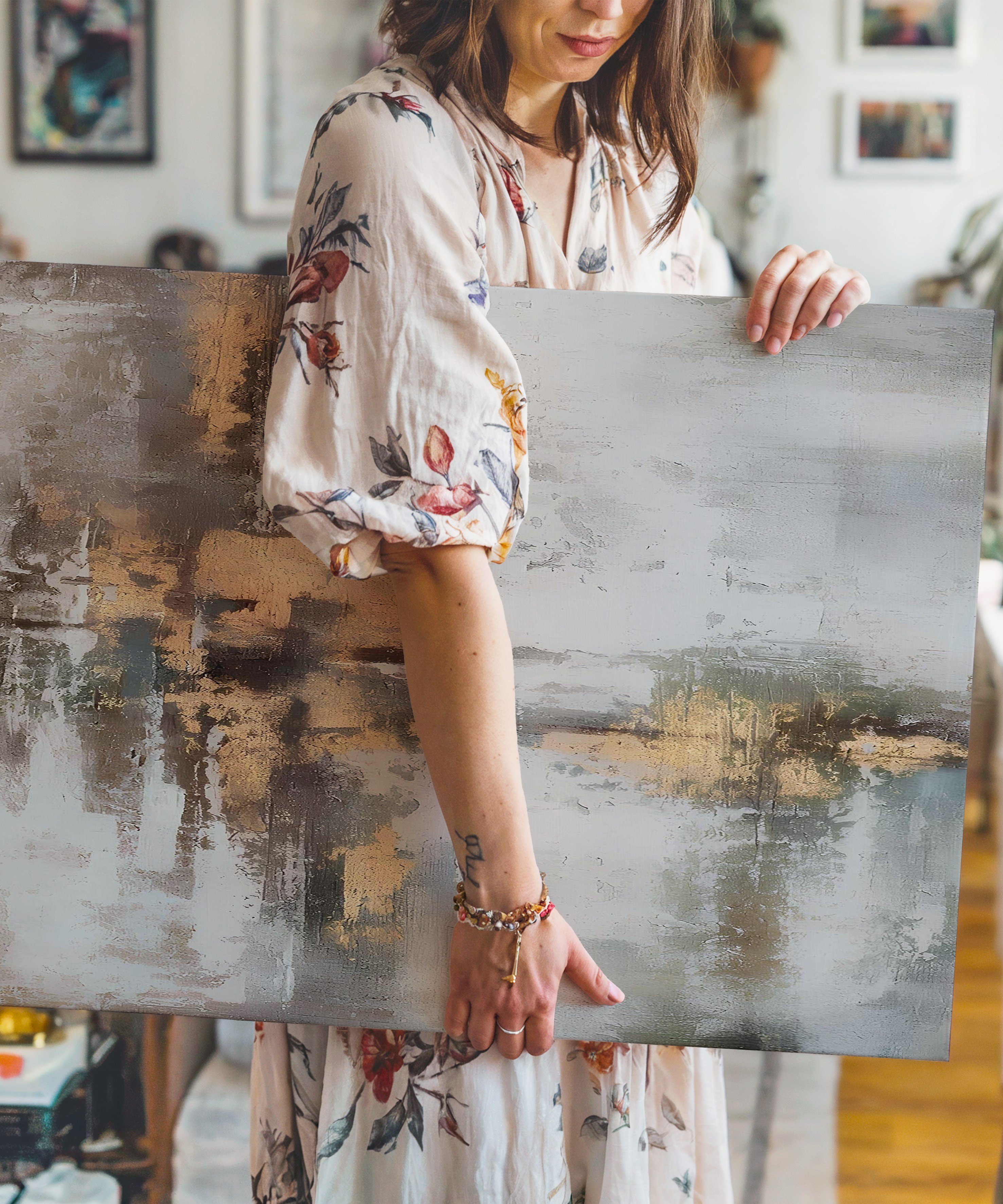 Soft altın tablo | Yağlıboya dokulu canvas baskı