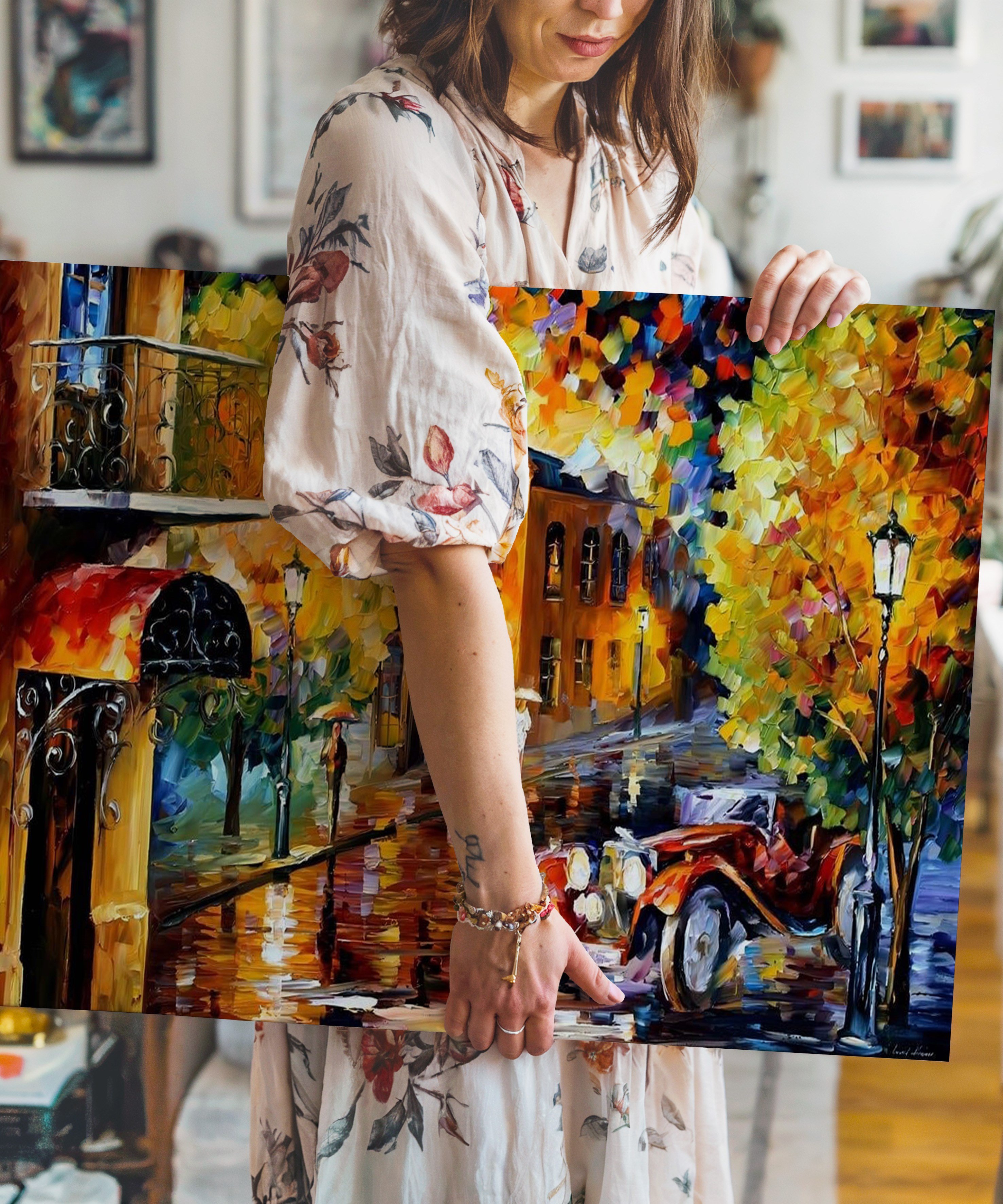 Sonbahar Bulvarı | Yağlı Boya Dokulu Canvas Baskı