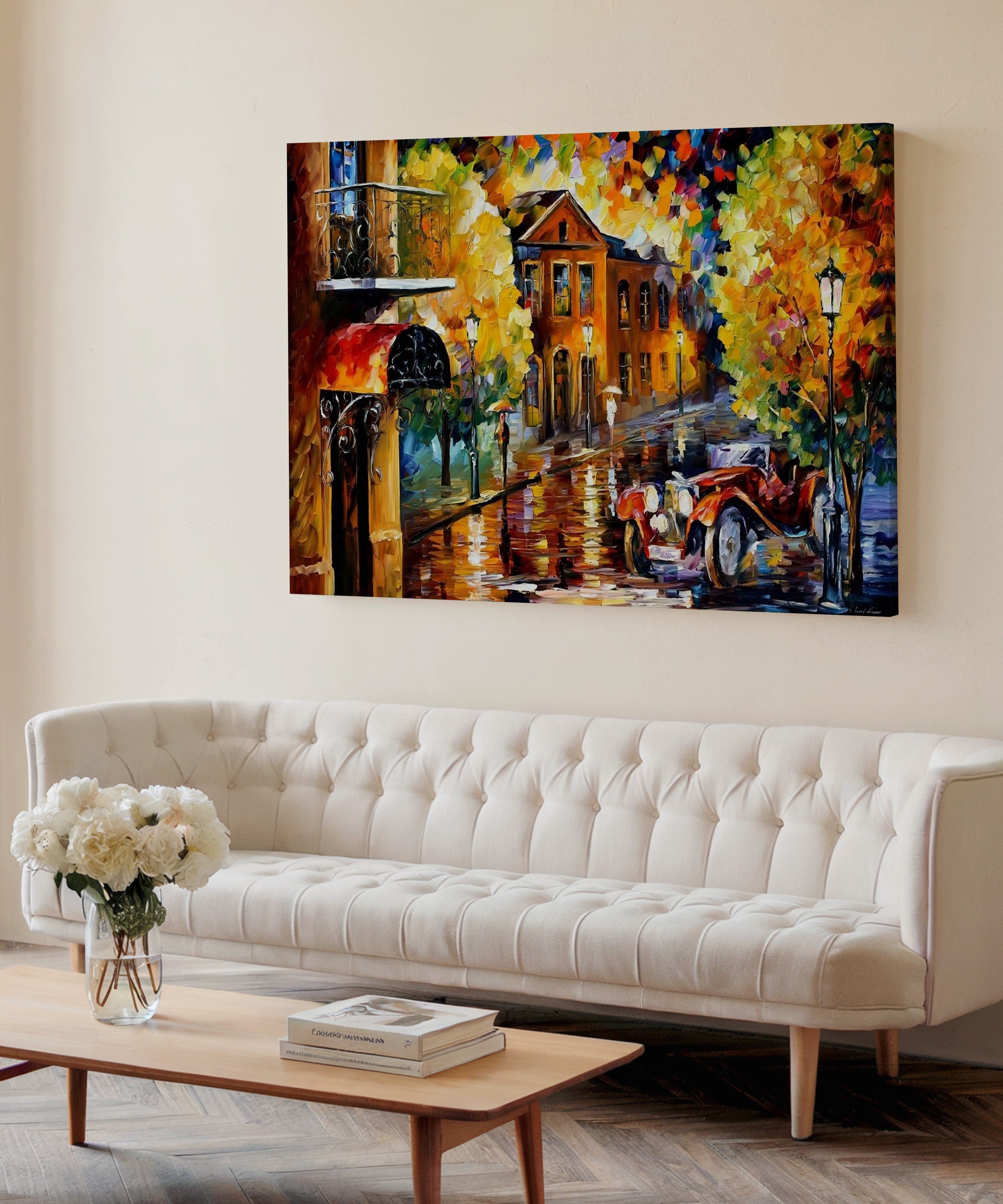 Sonbahar Bulvarı | Yağlı Boya Dokulu Canvas Baskı