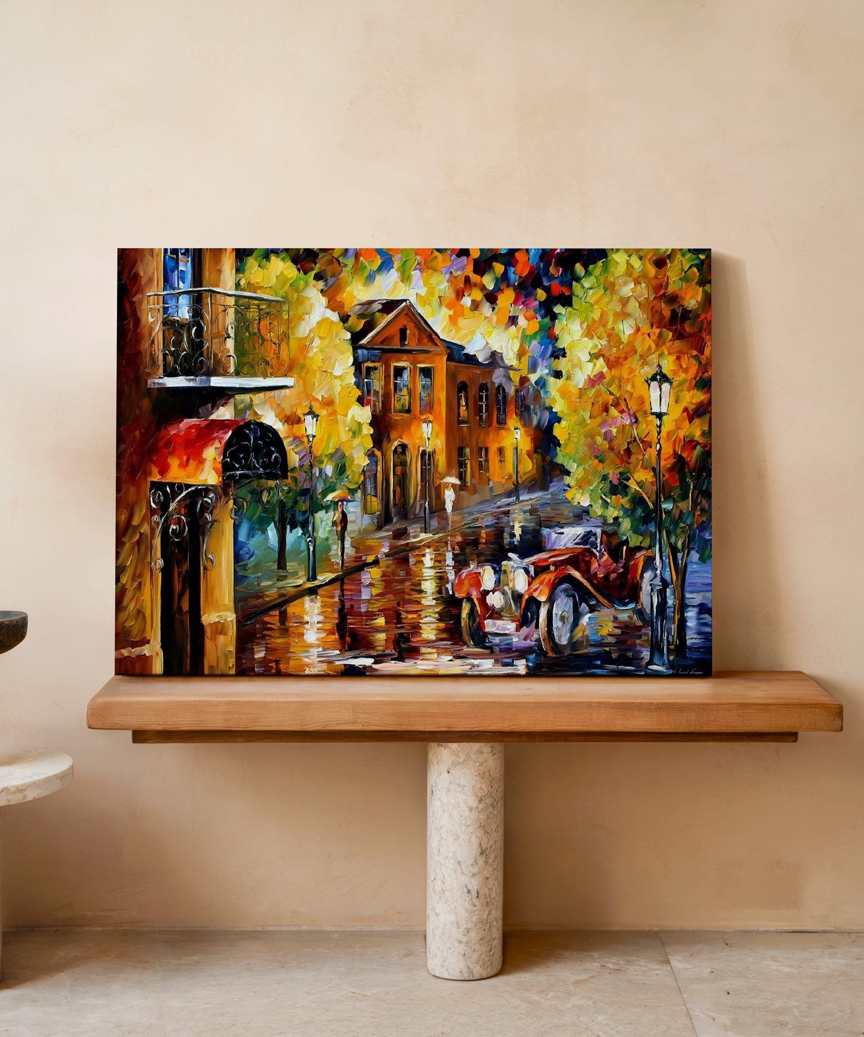 Sonbahar Bulvarı | Yağlı Boya Dokulu Canvas Baskı