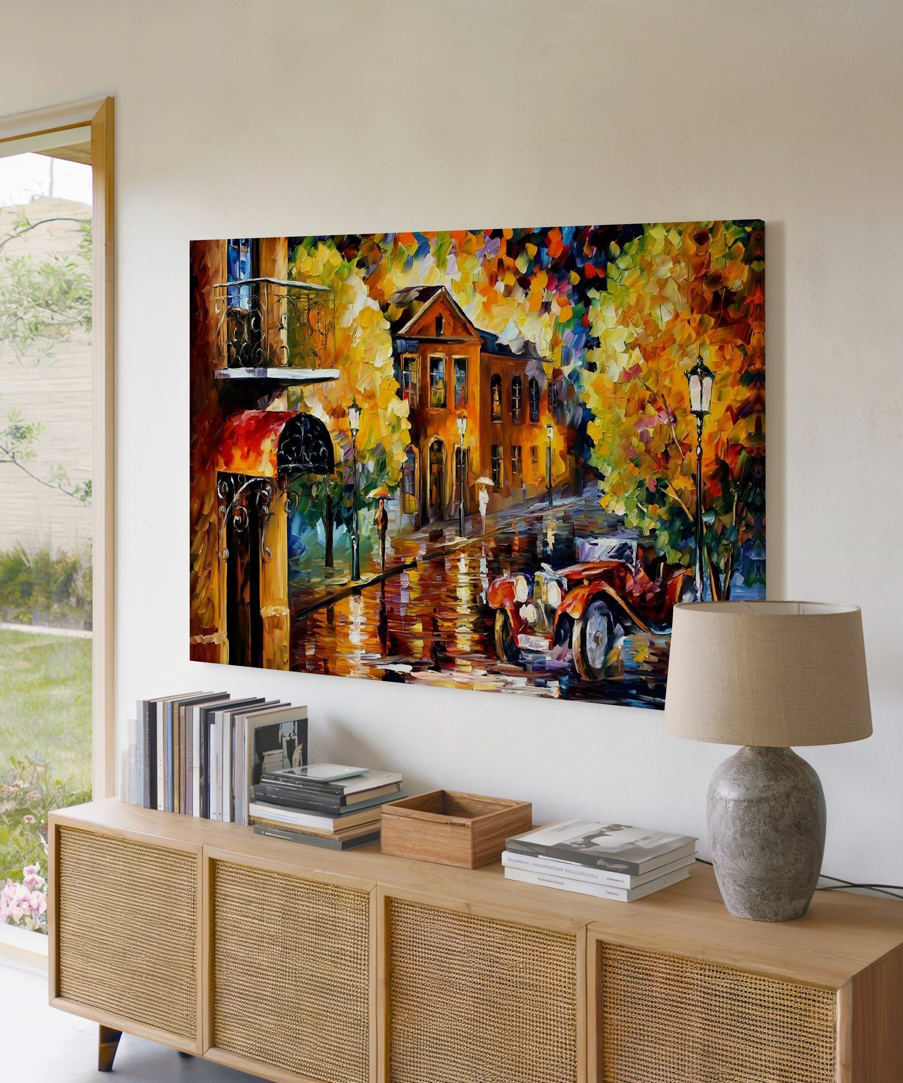 Sonbahar Bulvarı | Yağlı Boya Dokulu Canvas Baskı