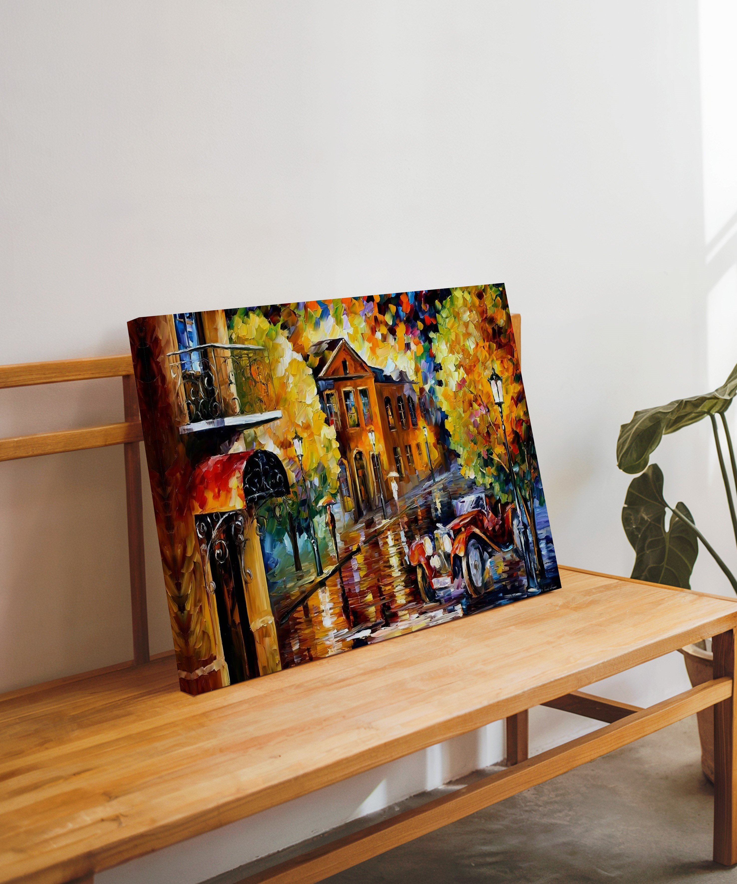 Sonbahar Bulvarı | Yağlı Boya Dokulu Canvas Baskı
