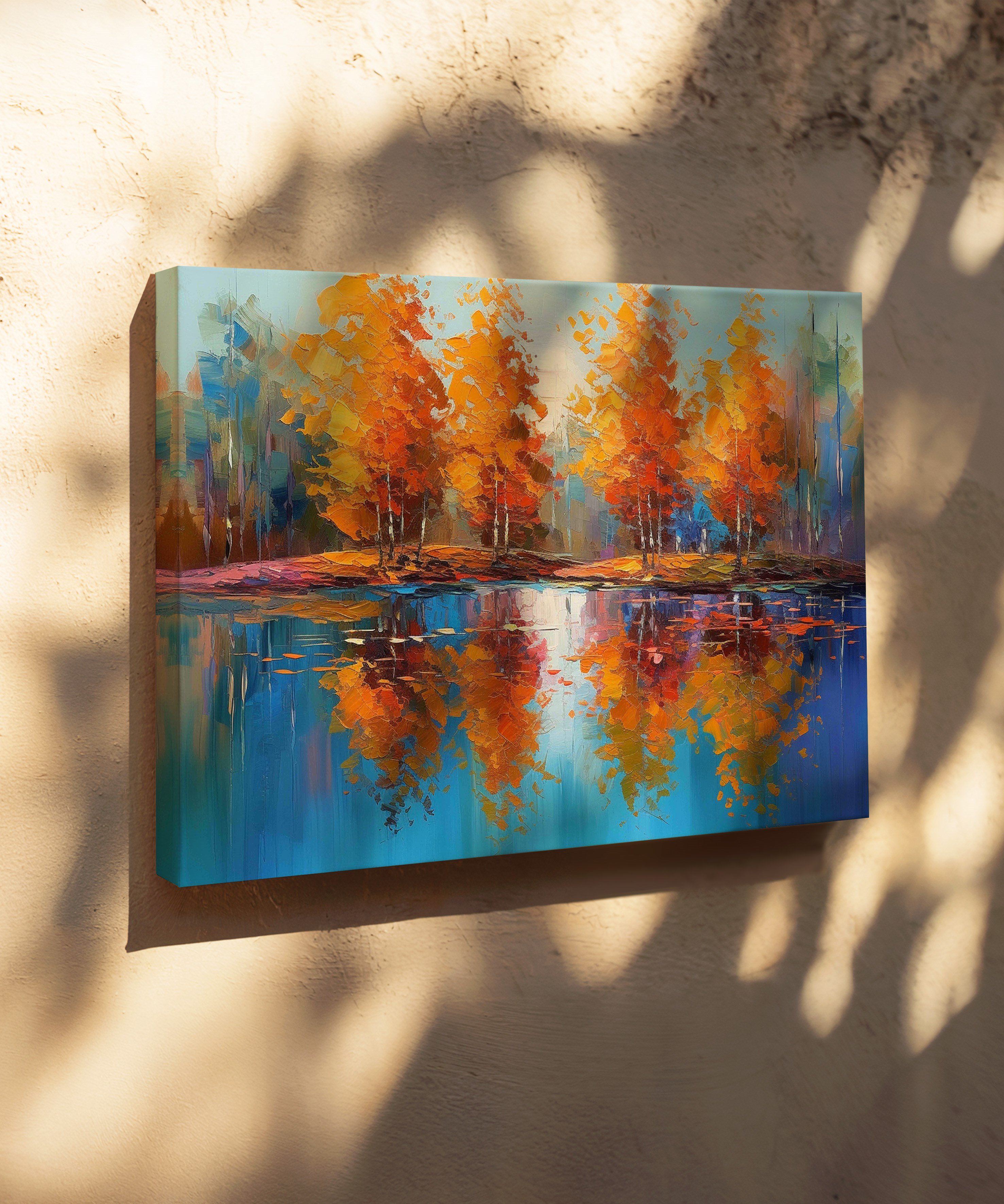 Sonbahar Yansıması | Yağlı Boya Dokulu Canvas Baskı