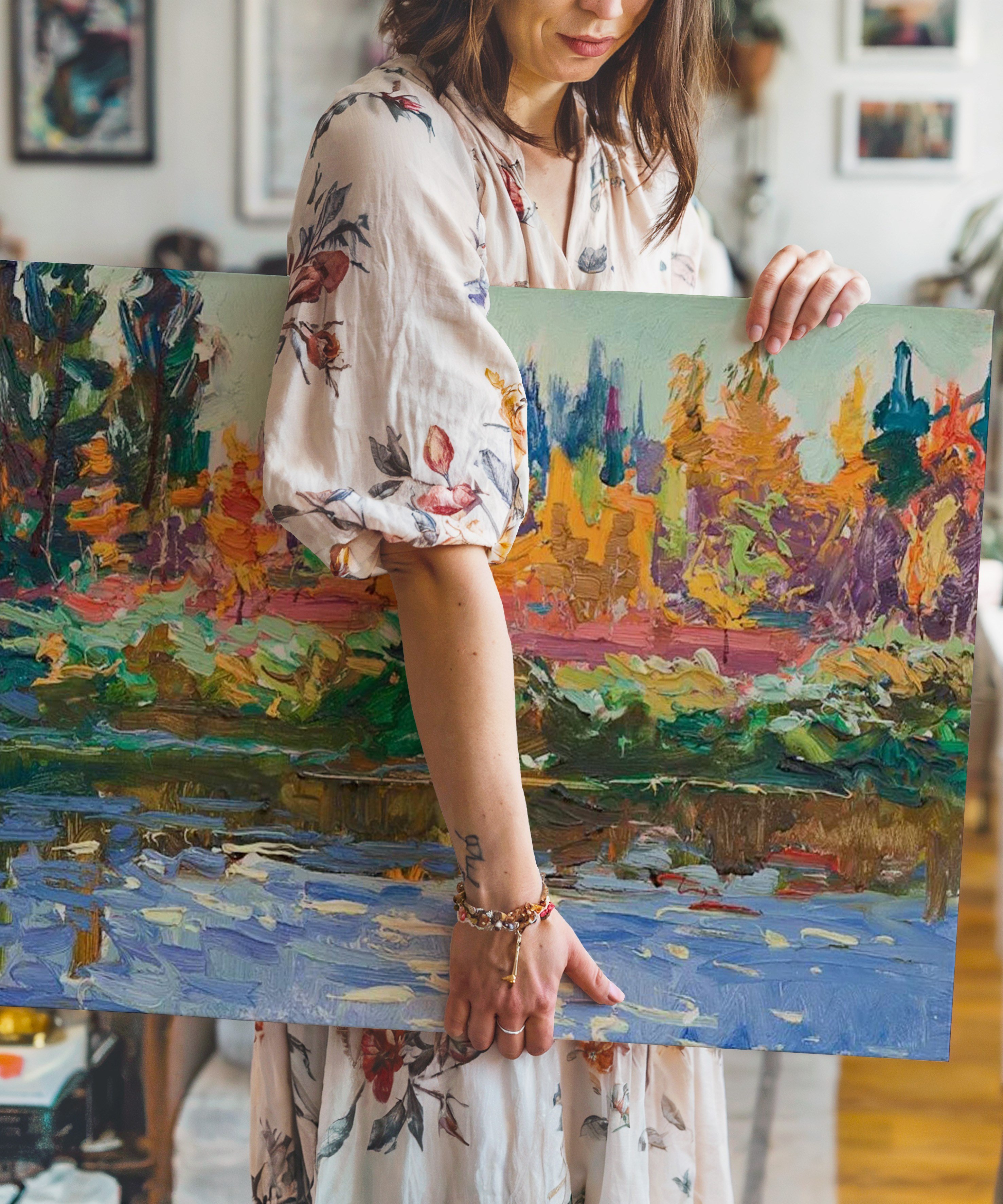 Sonbaharın Sessiz Kıyısı | Yağlı Boya Dokulu Canvas Baskı