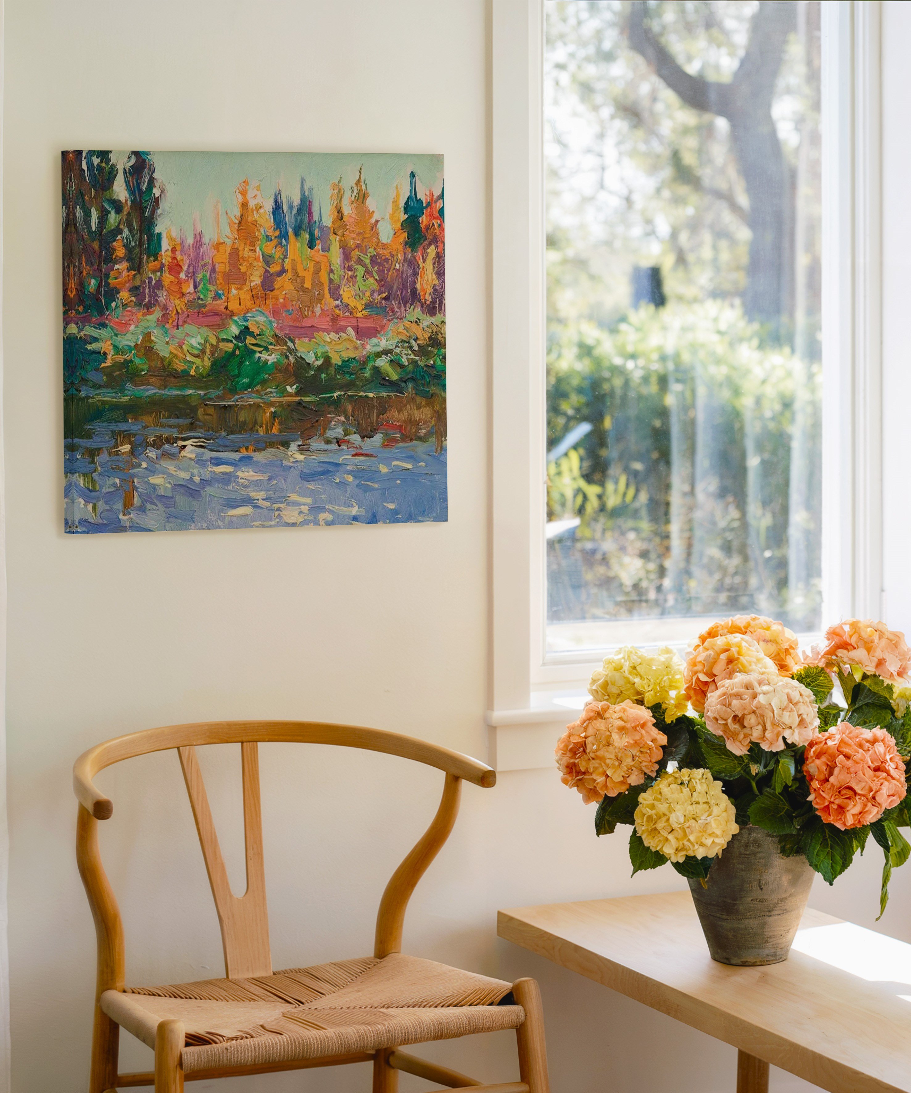Sonbaharın Sessiz Kıyısı | Yağlı Boya Dokulu Canvas Baskı