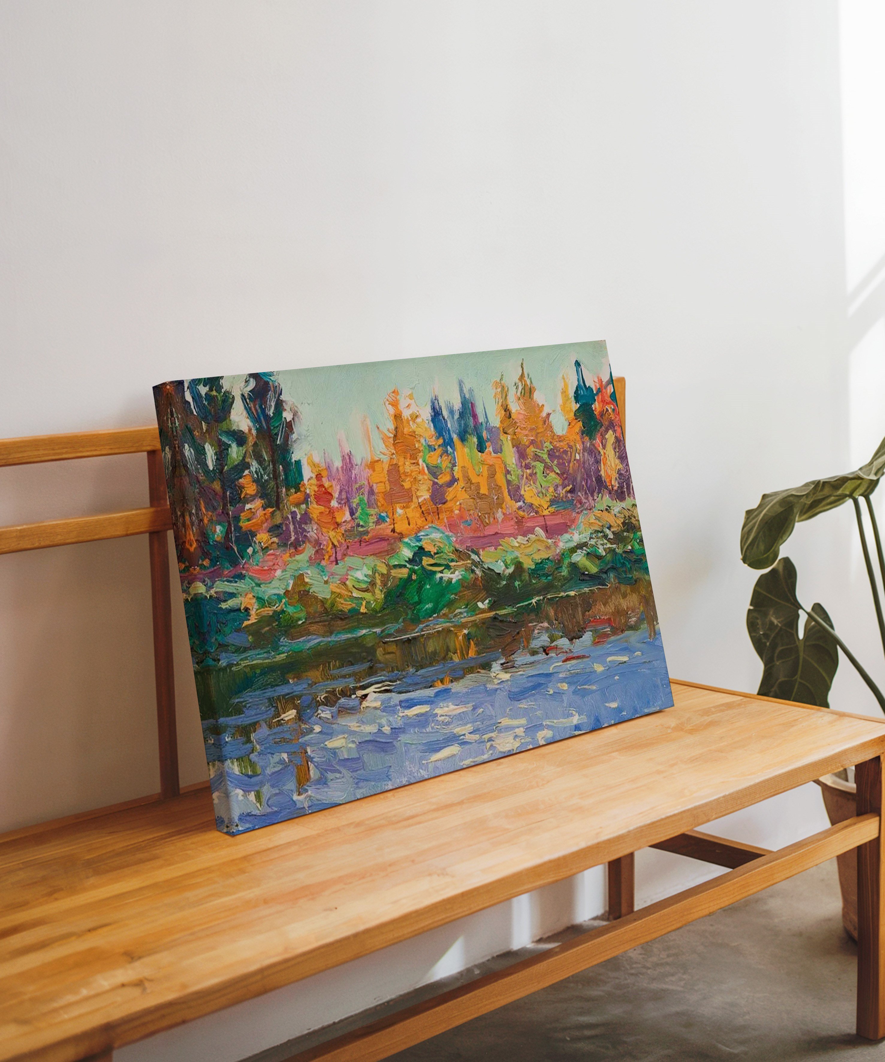 Sonbaharın Sessiz Kıyısı | Yağlı Boya Dokulu Canvas Baskı