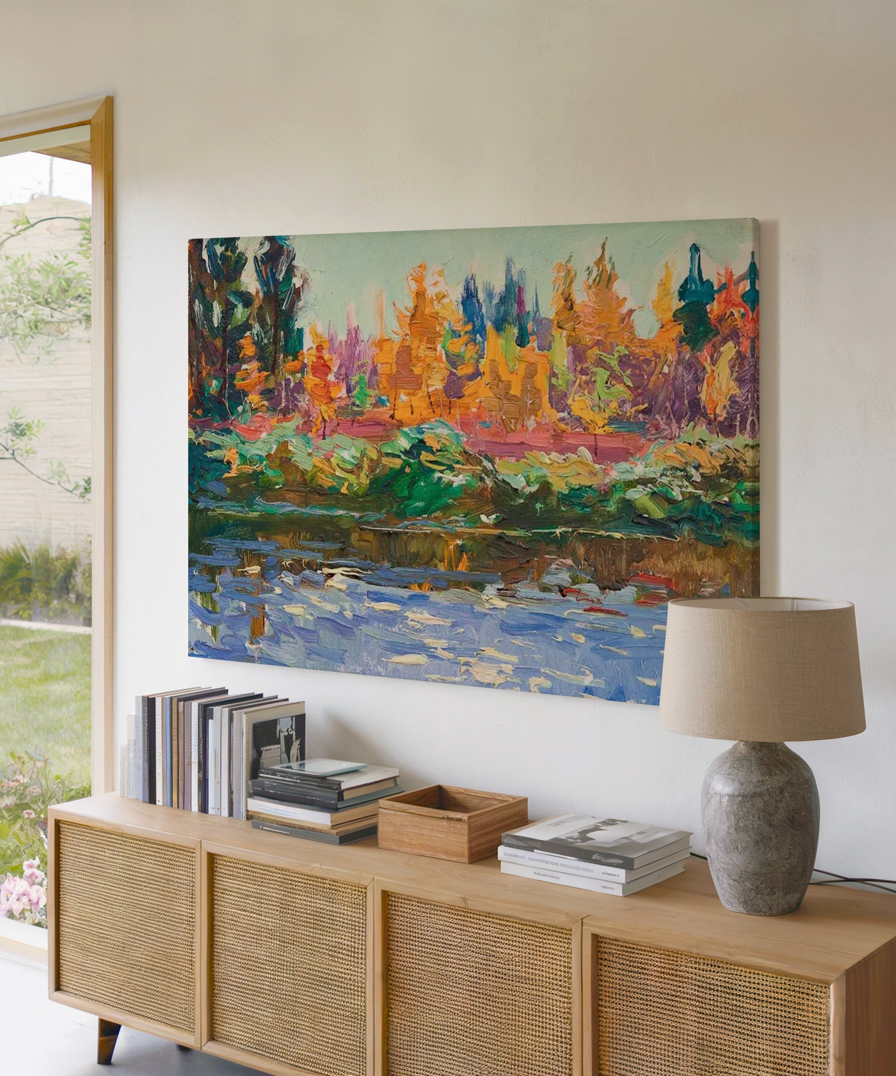 Sonbaharın Sessiz Kıyısı | Yağlı Boya Dokulu Canvas Baskı