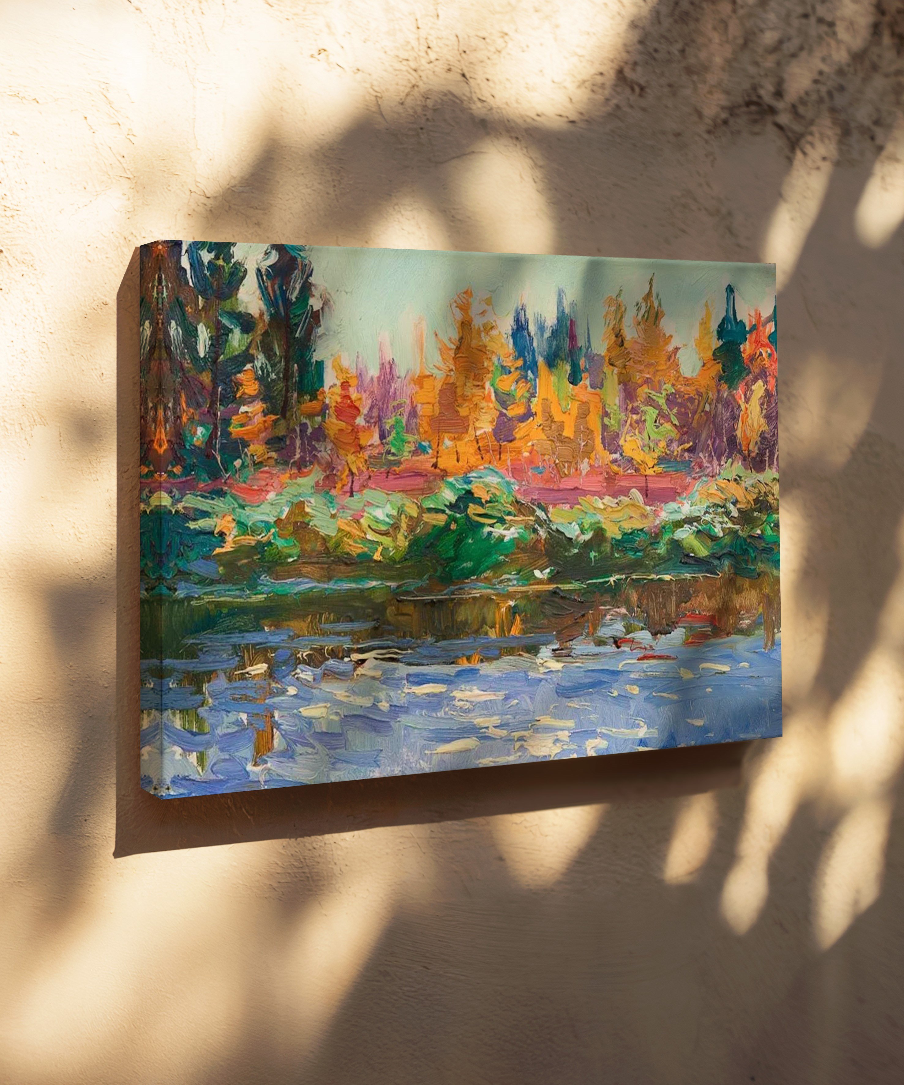 Sonbaharın Sessiz Kıyısı | Yağlı Boya Dokulu Canvas Baskı