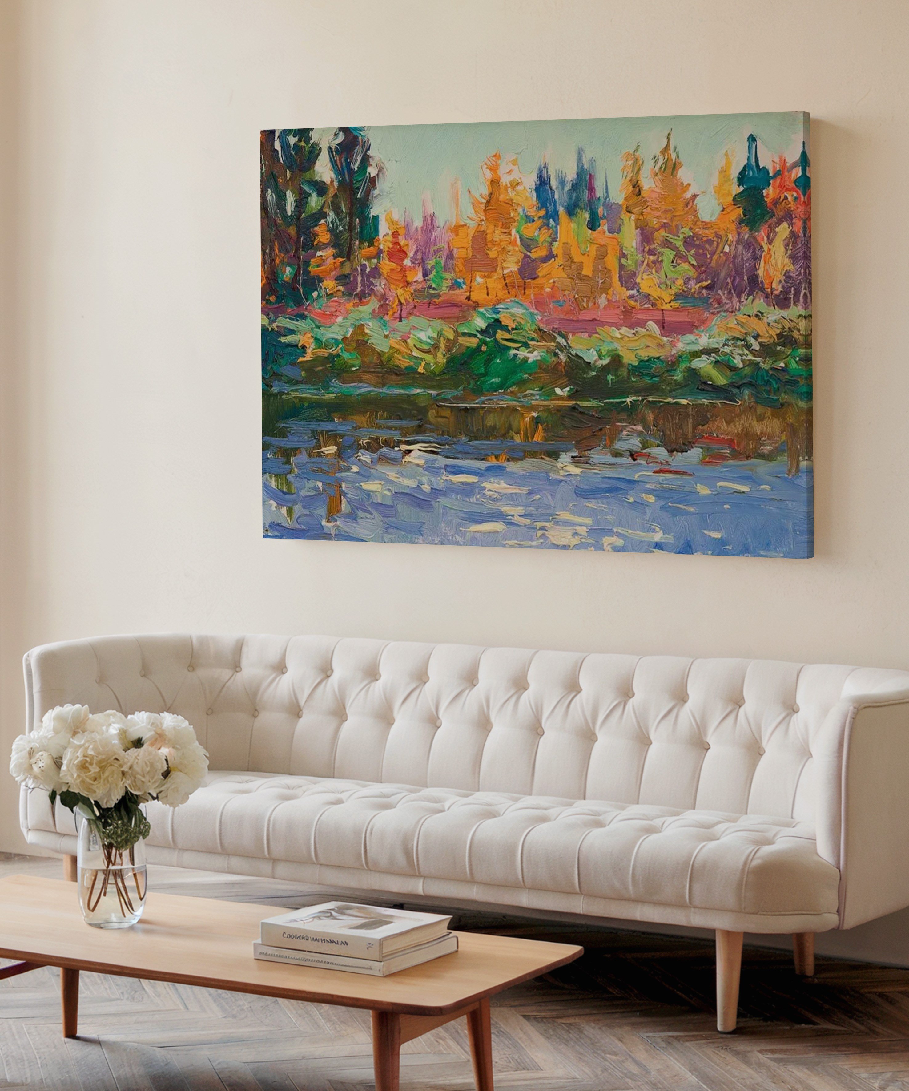 Sonbaharın Sessiz Kıyısı | Yağlı Boya Dokulu Canvas Baskı
