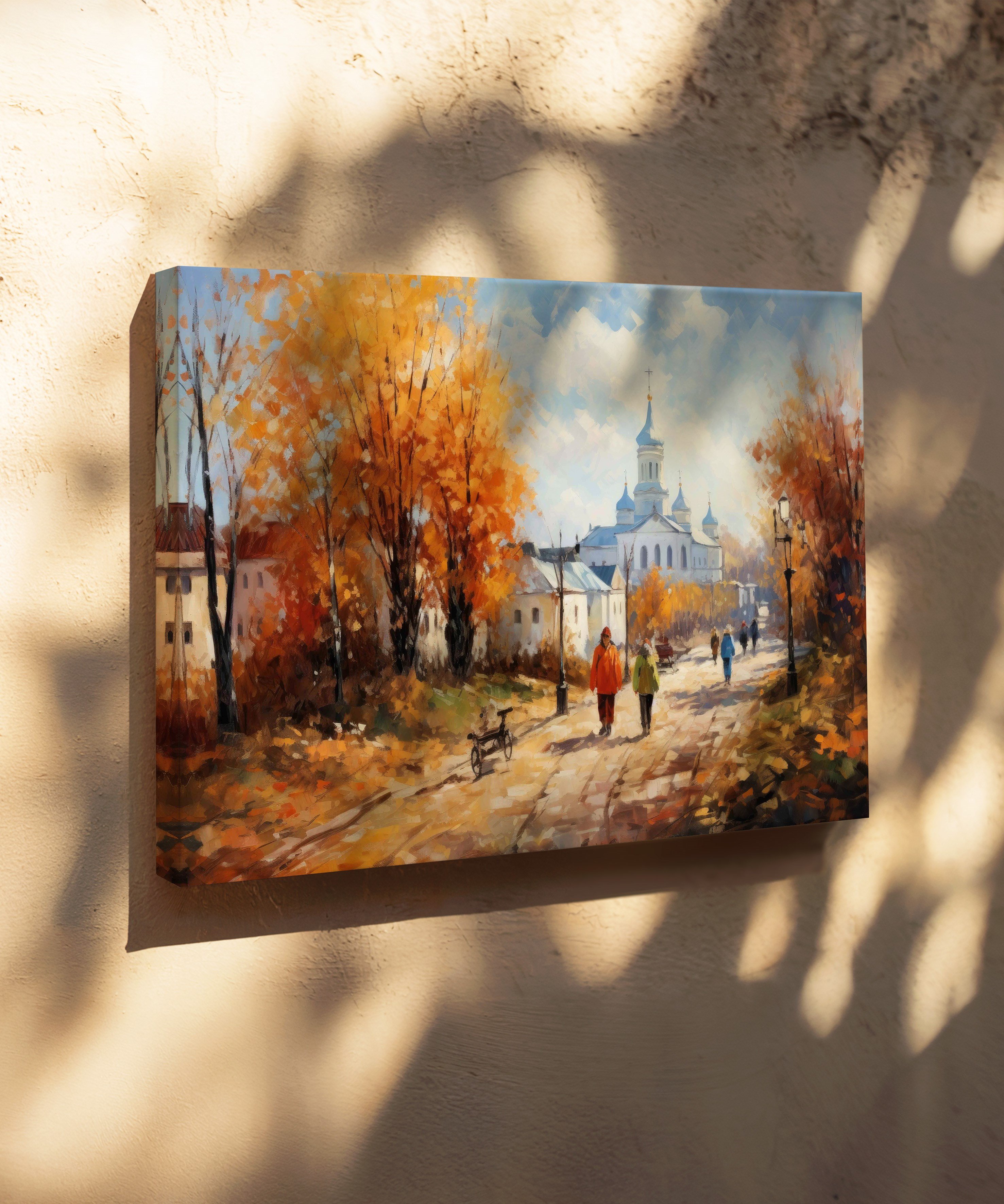 Sonbaharın Sessiz Yolu | Yağlı Boya Dokulu Canvas Baskı