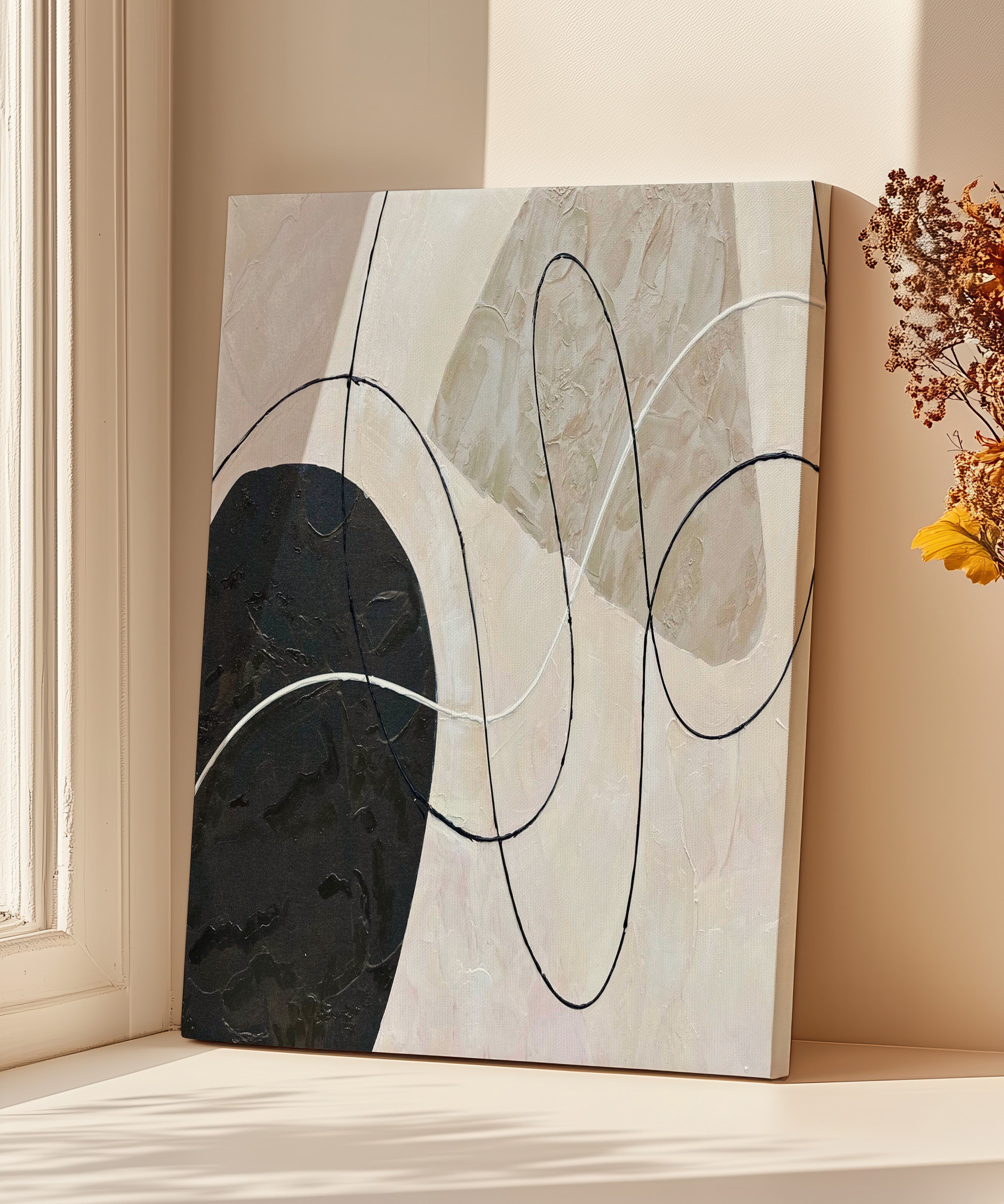 Soyut Kahve Sakinliği | Yağlıboya dokulu canvas baskı