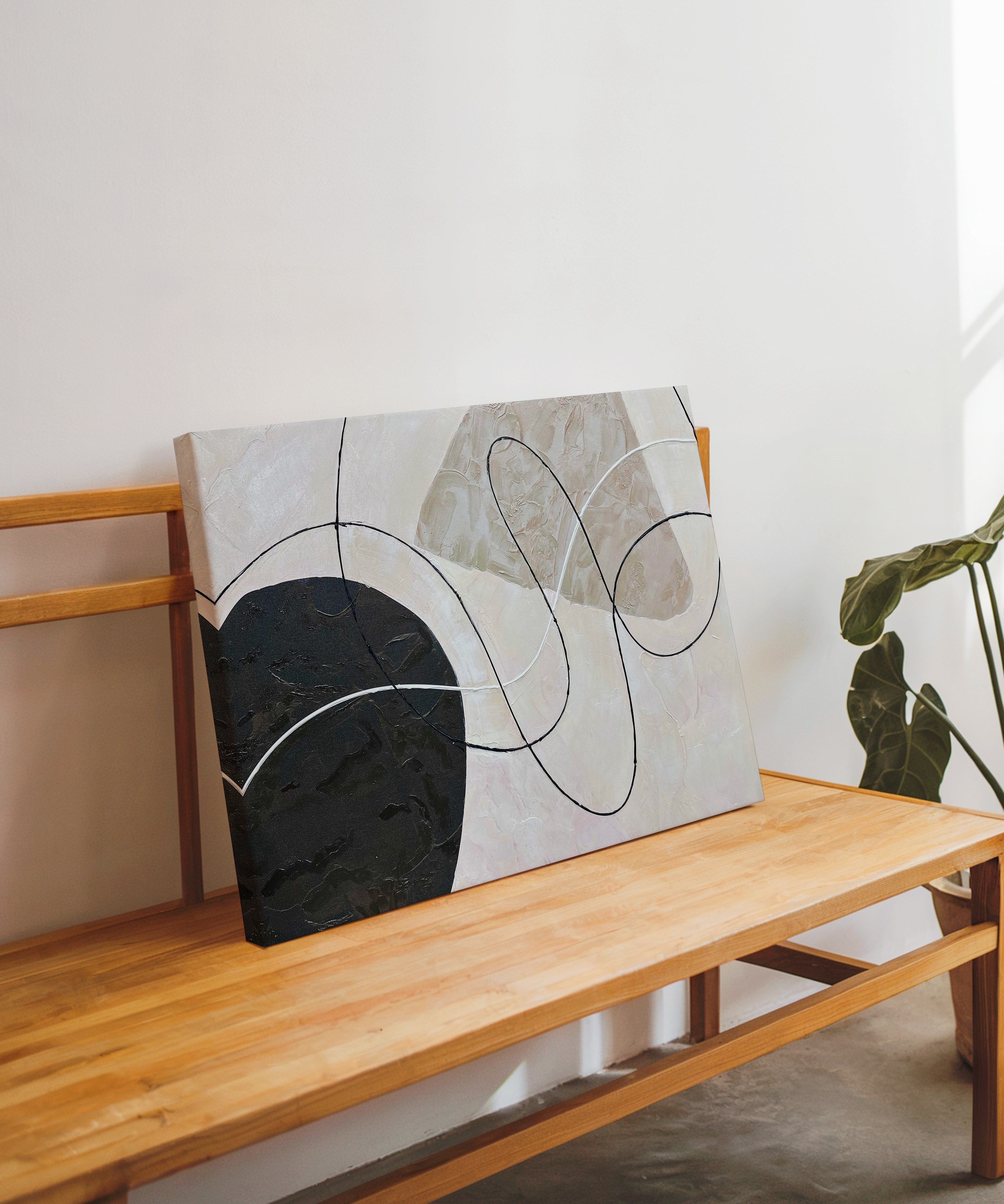 Soyut Kahve Sakinliği | Yağlıboya dokulu canvas baskı