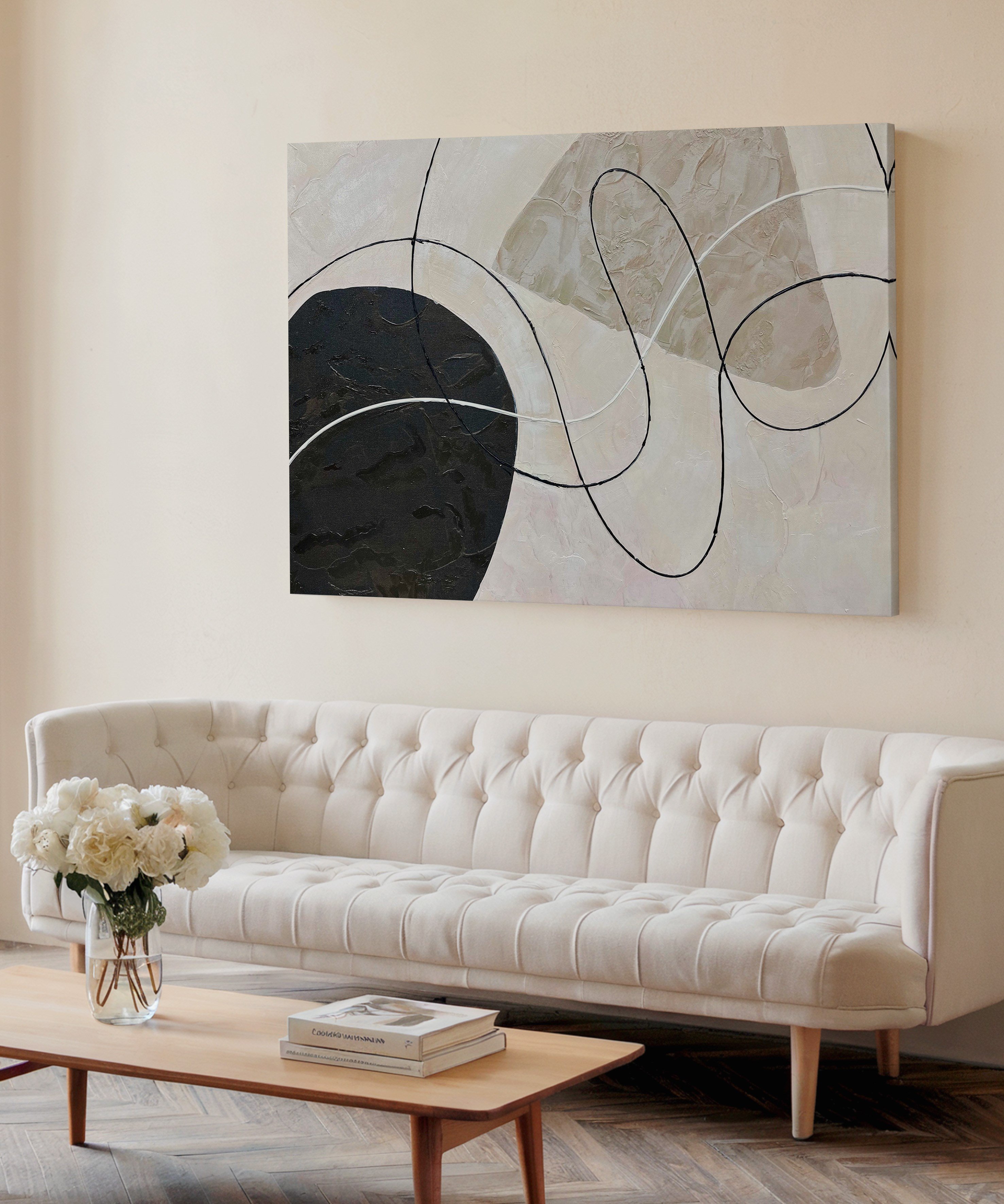 Soyut Kahve Sakinliği | Yağlıboya dokulu canvas baskı