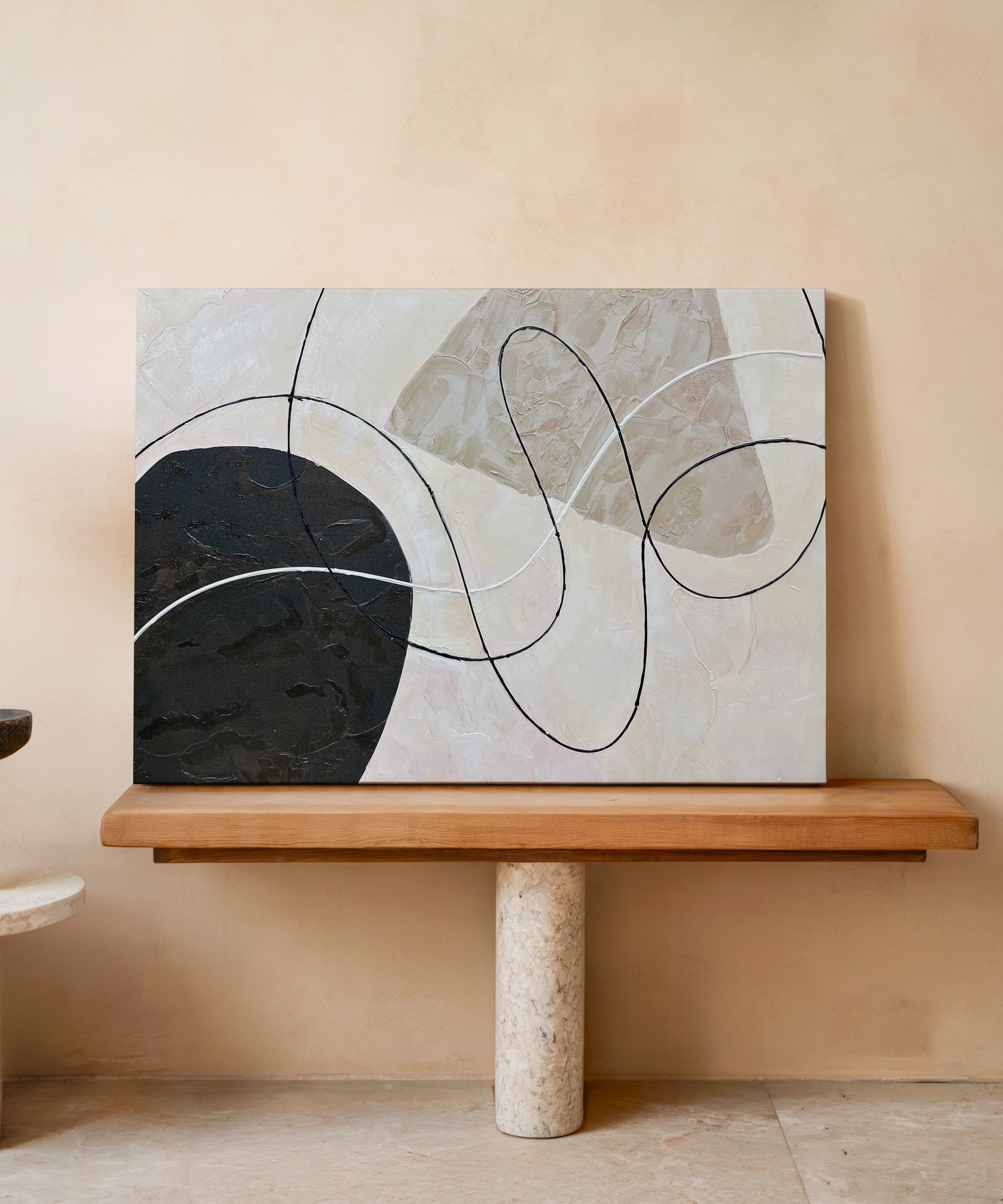 Soyut Kahve Sakinliği | Yağlıboya dokulu canvas baskı