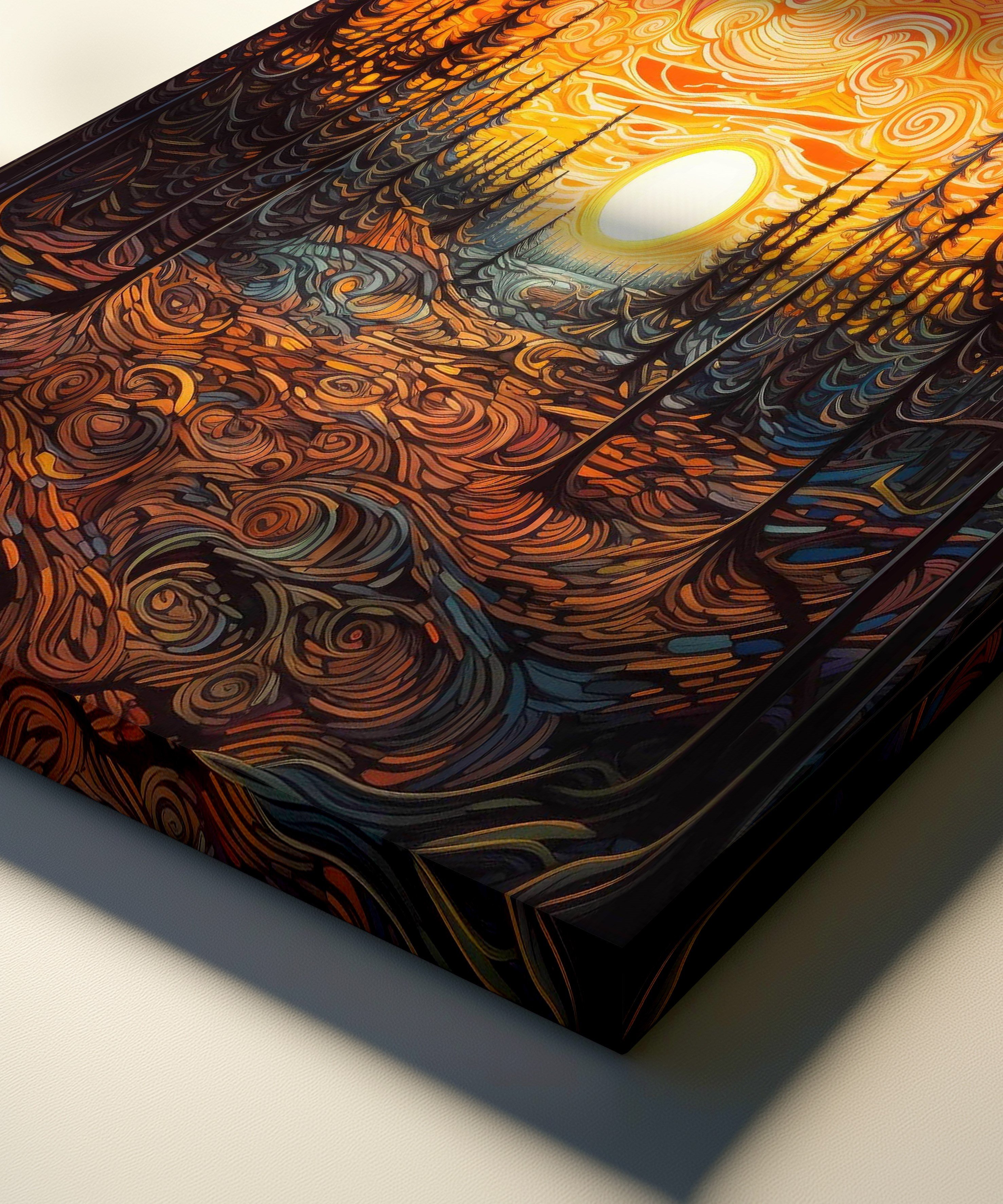 Sunset İn The Forest | Yağlıboya dokulu canvas baskı