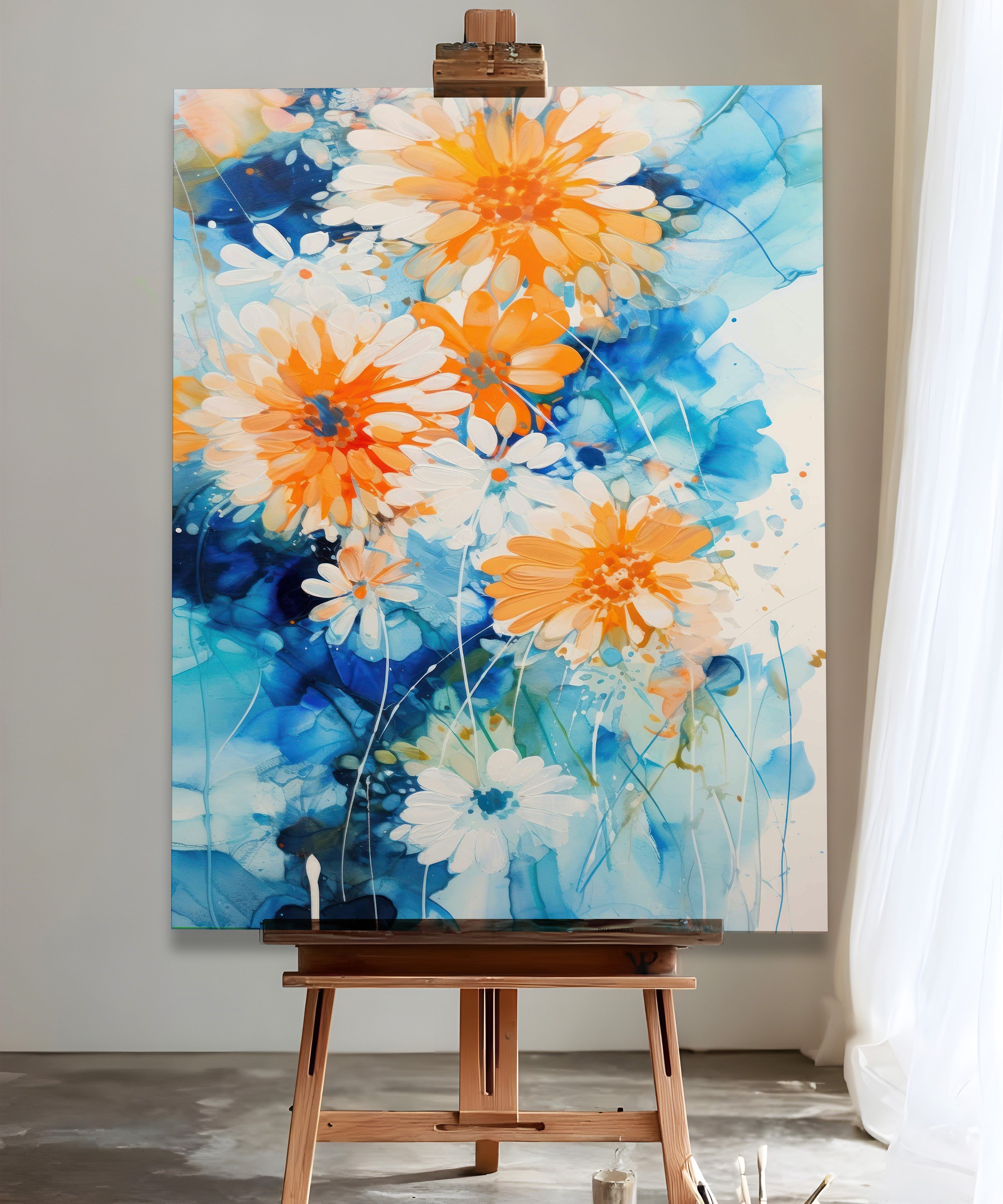 Turkuaz Bahar | Yağlı Boya Dokulu Canvas Baskı