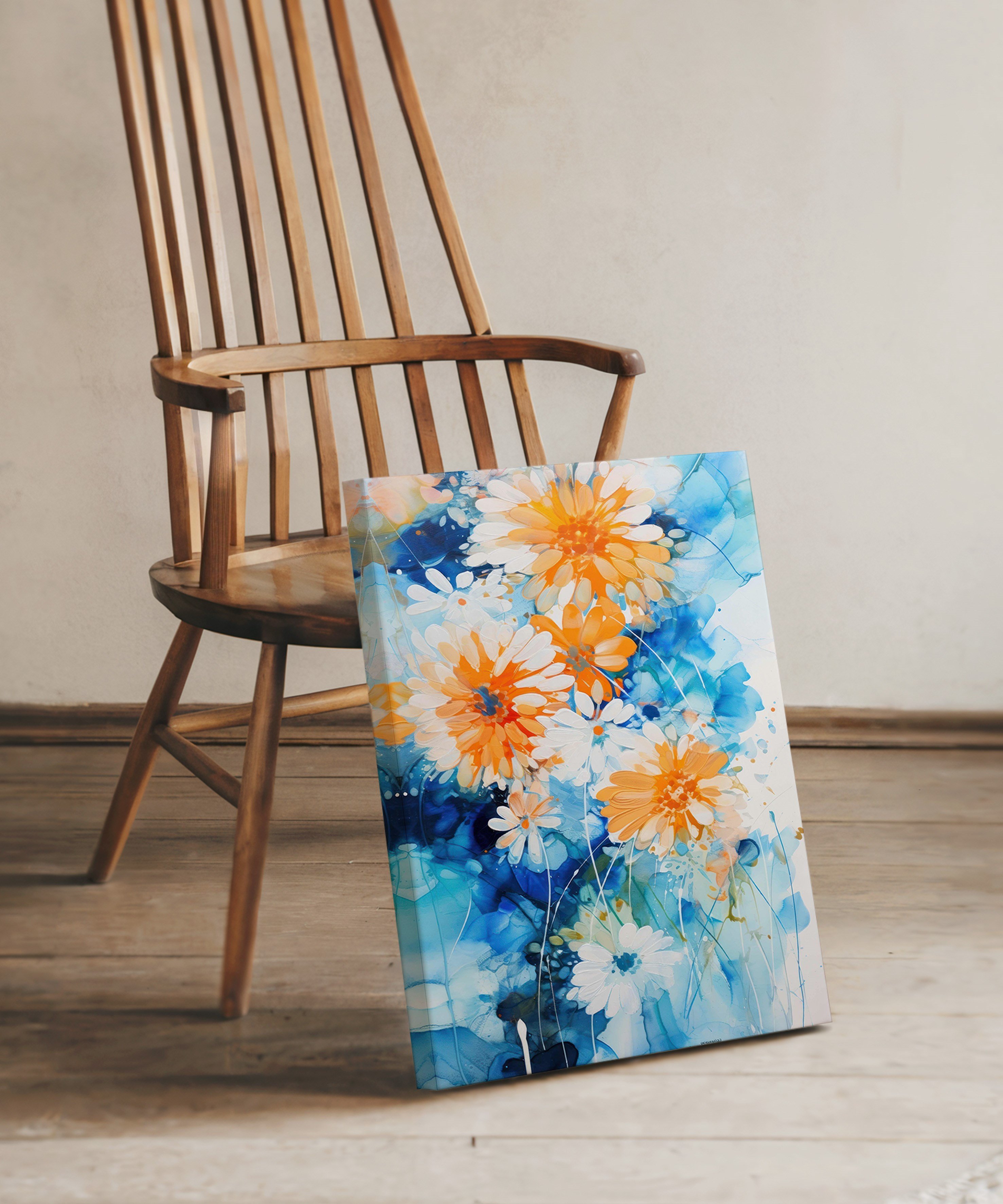 Turkuaz Bahar | Yağlı Boya Dokulu Canvas Baskı