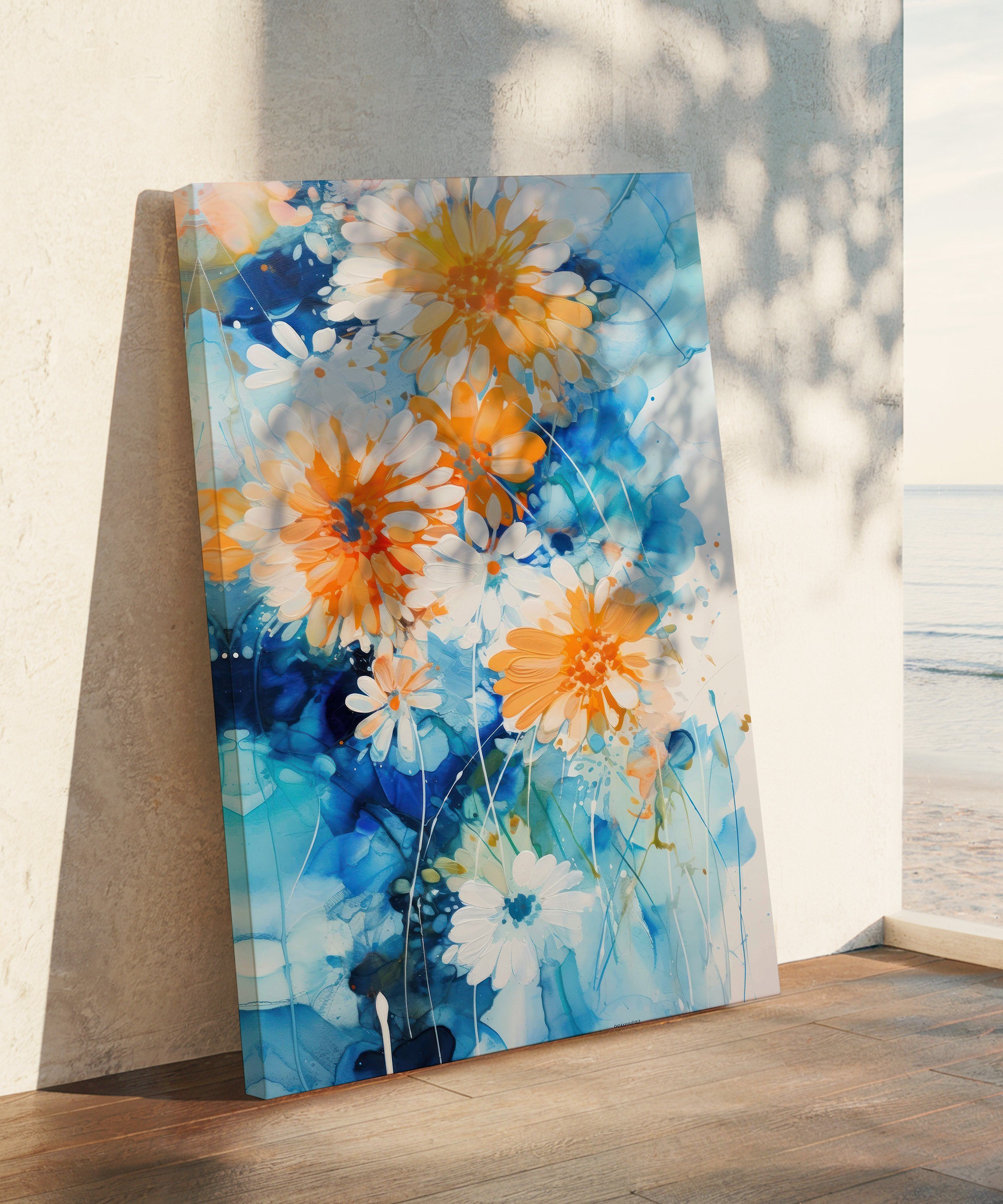 Turkuaz Bahar | Yağlı Boya Dokulu Canvas Baskı