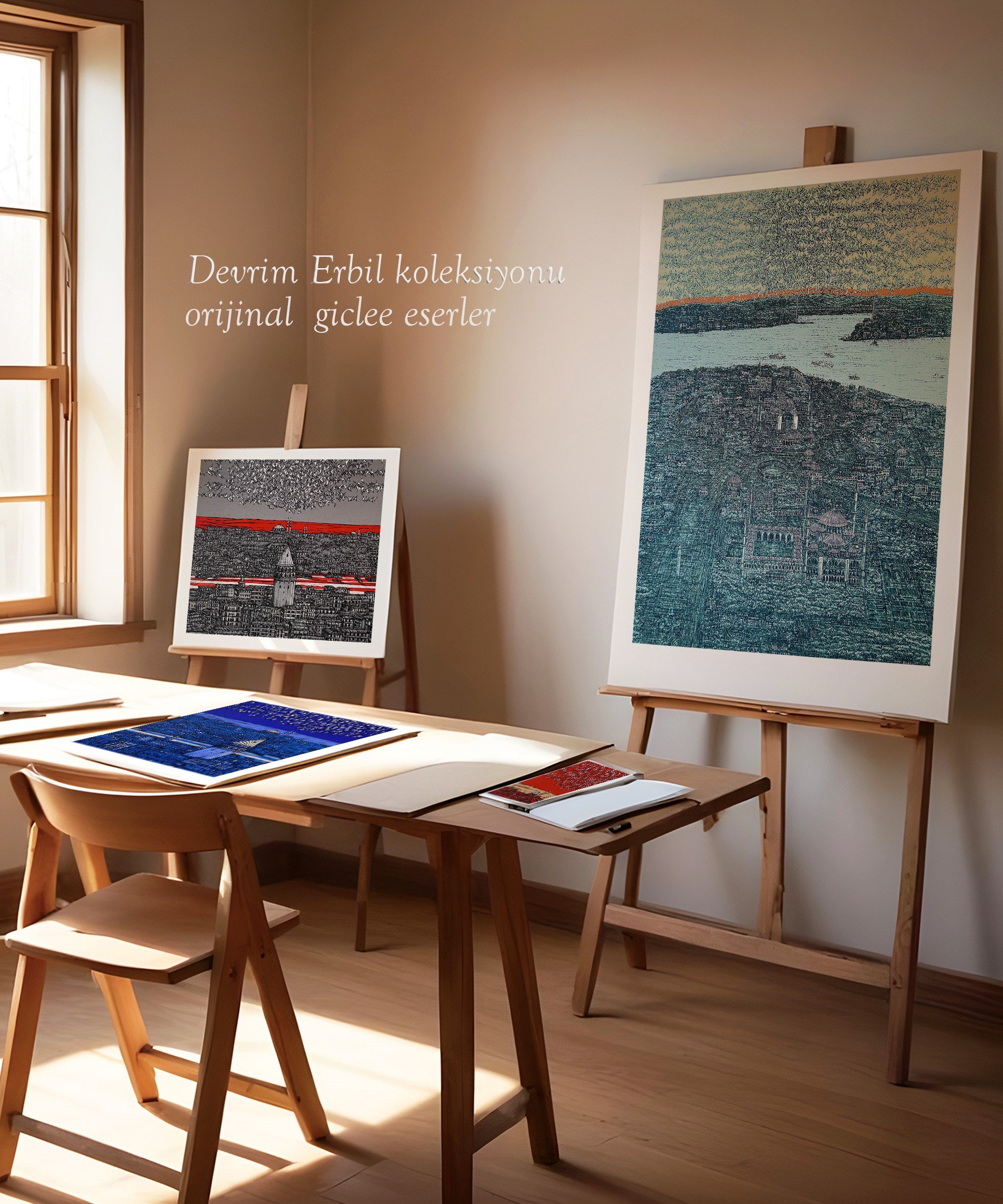 Turkuaz İstanbul da Kuşlar 28/100  | DEVRİM ERBİL GICLÉE  BASKI