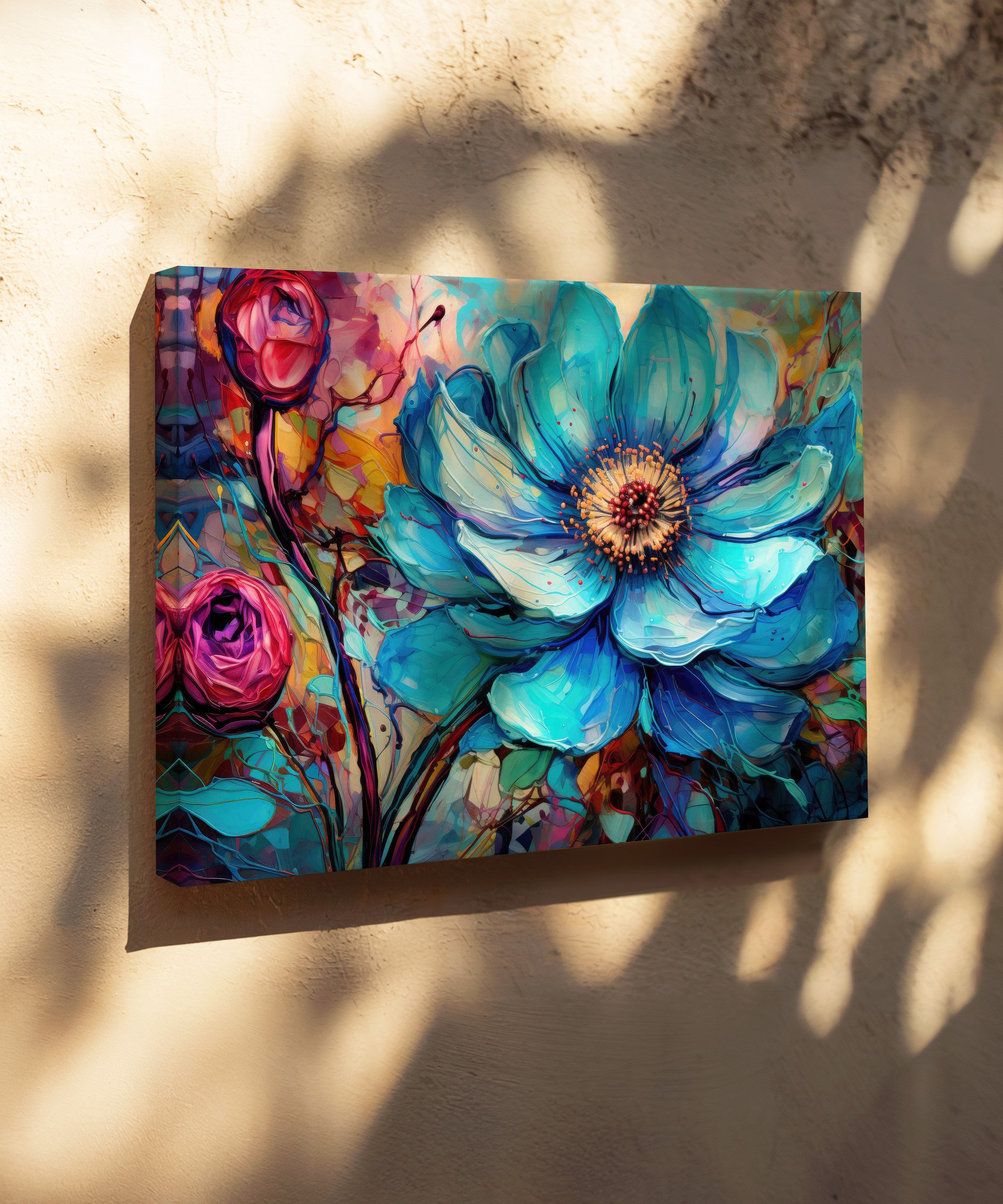 Turkuazın Zarafeti | Yağlı Boya Dokulu Canvas Baskı