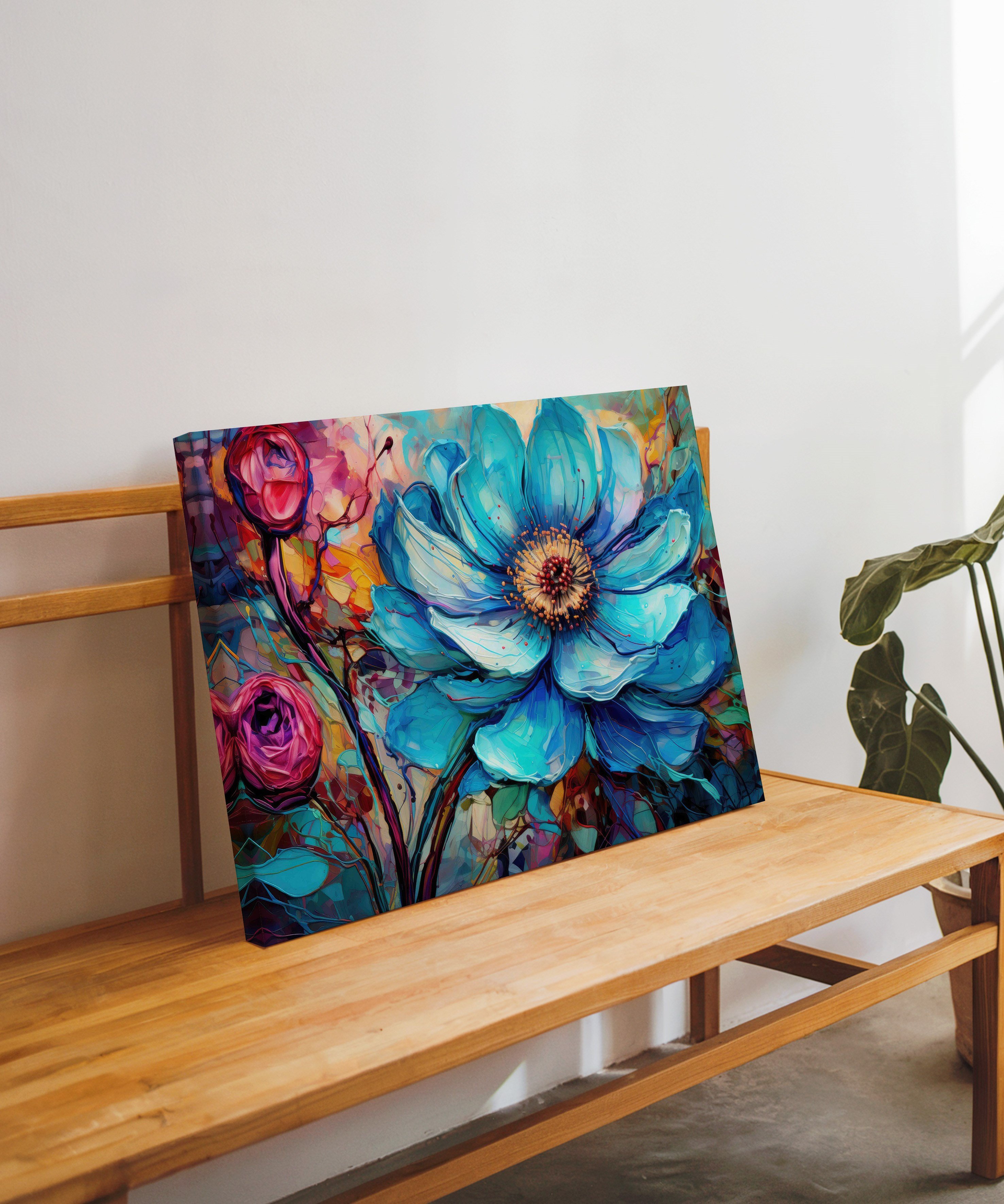 Turkuazın Zarafeti | Yağlı Boya Dokulu Canvas Baskı