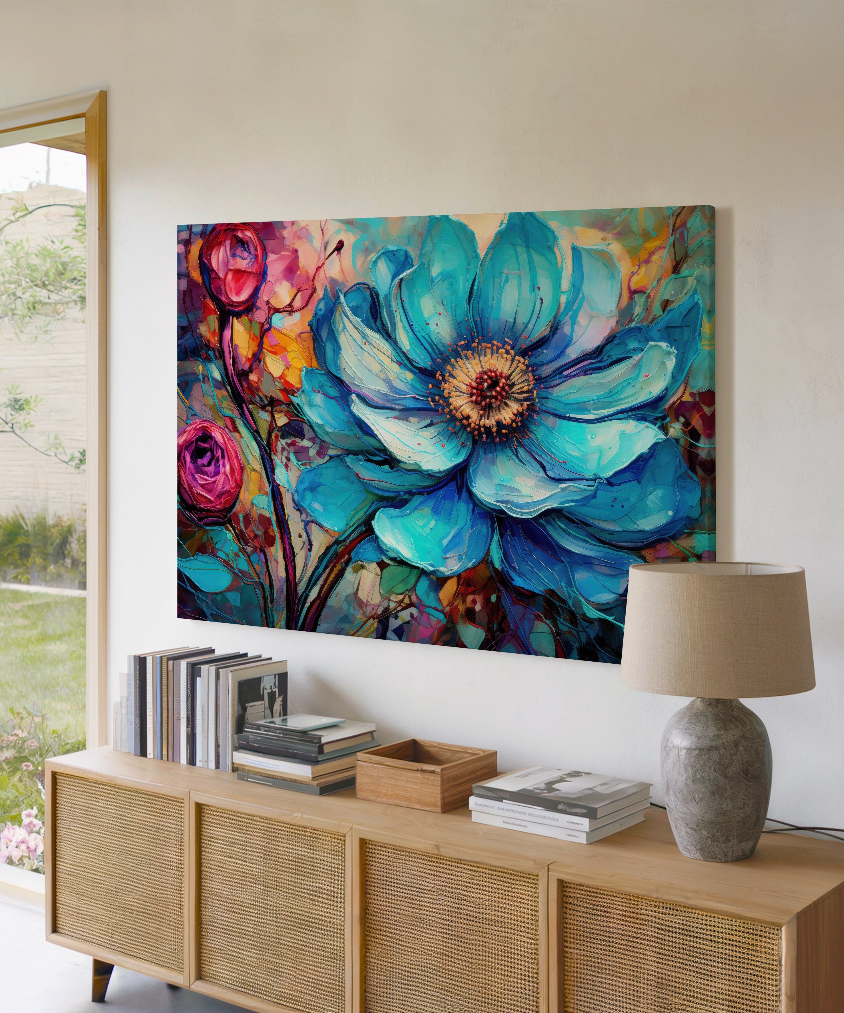Turkuazın Zarafeti | Yağlı Boya Dokulu Canvas Baskı