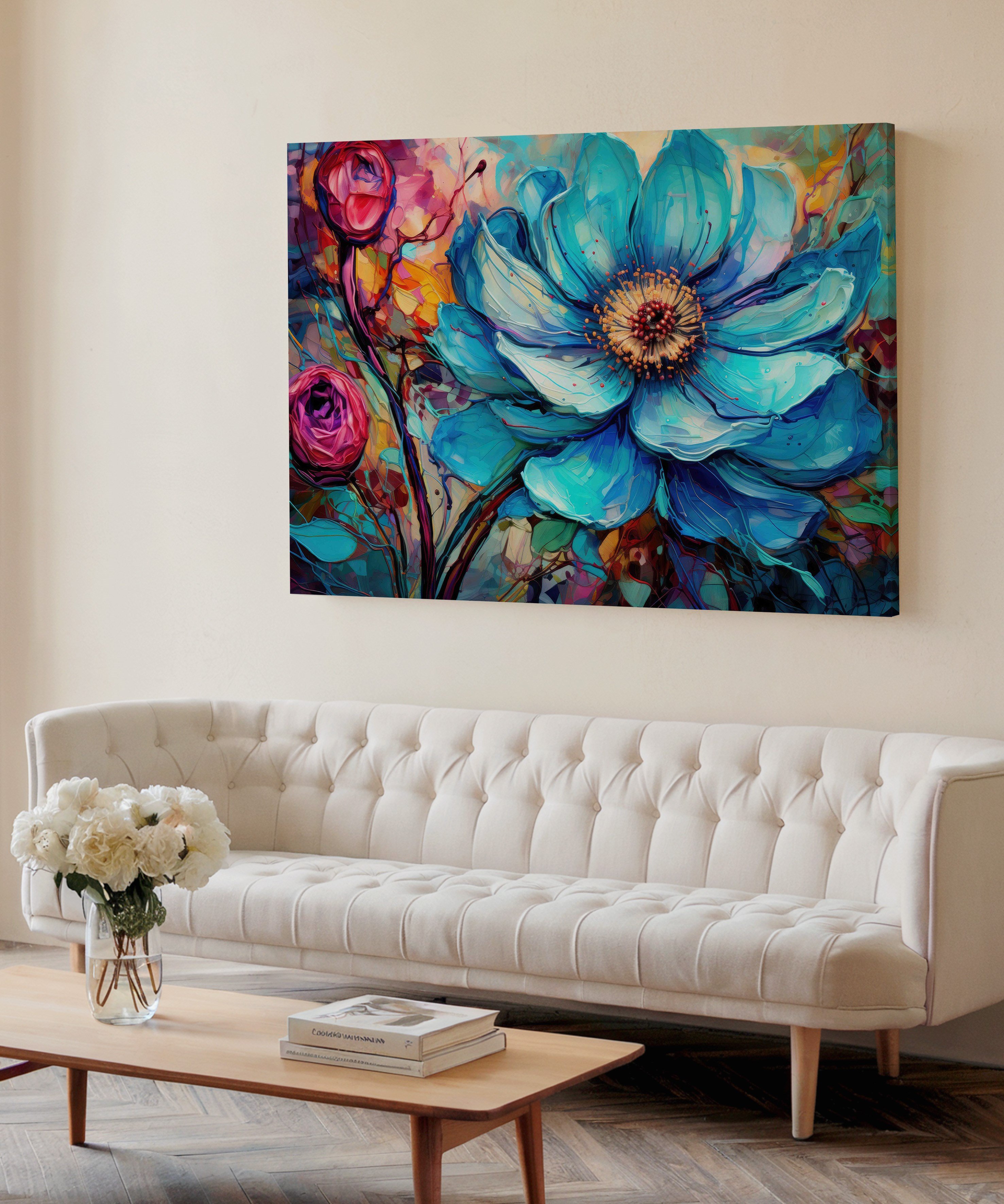 Turkuazın Zarafeti | Yağlı Boya Dokulu Canvas Baskı