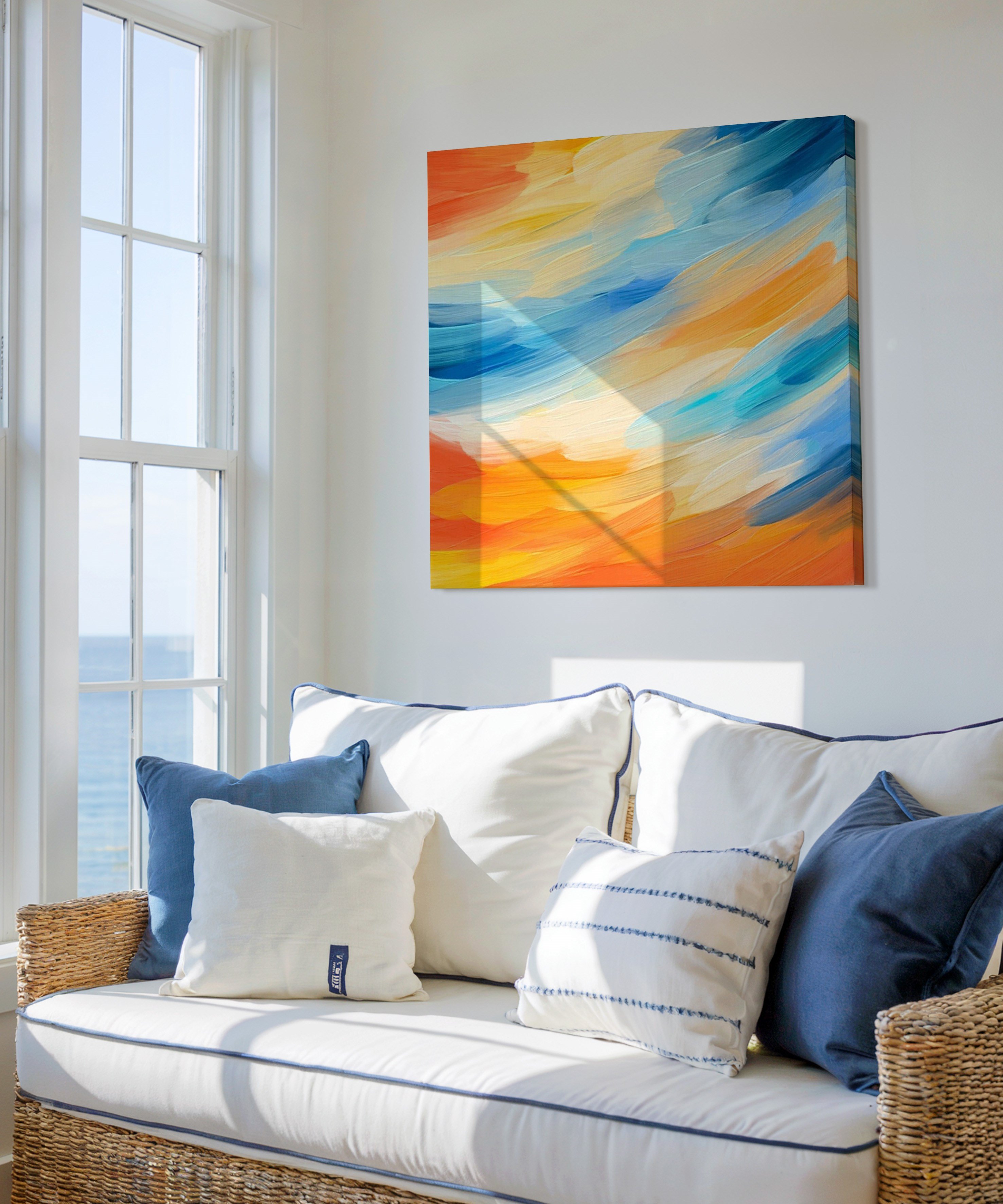 Turuncu Mavi | Yağlıboya dokulu canvas baskı