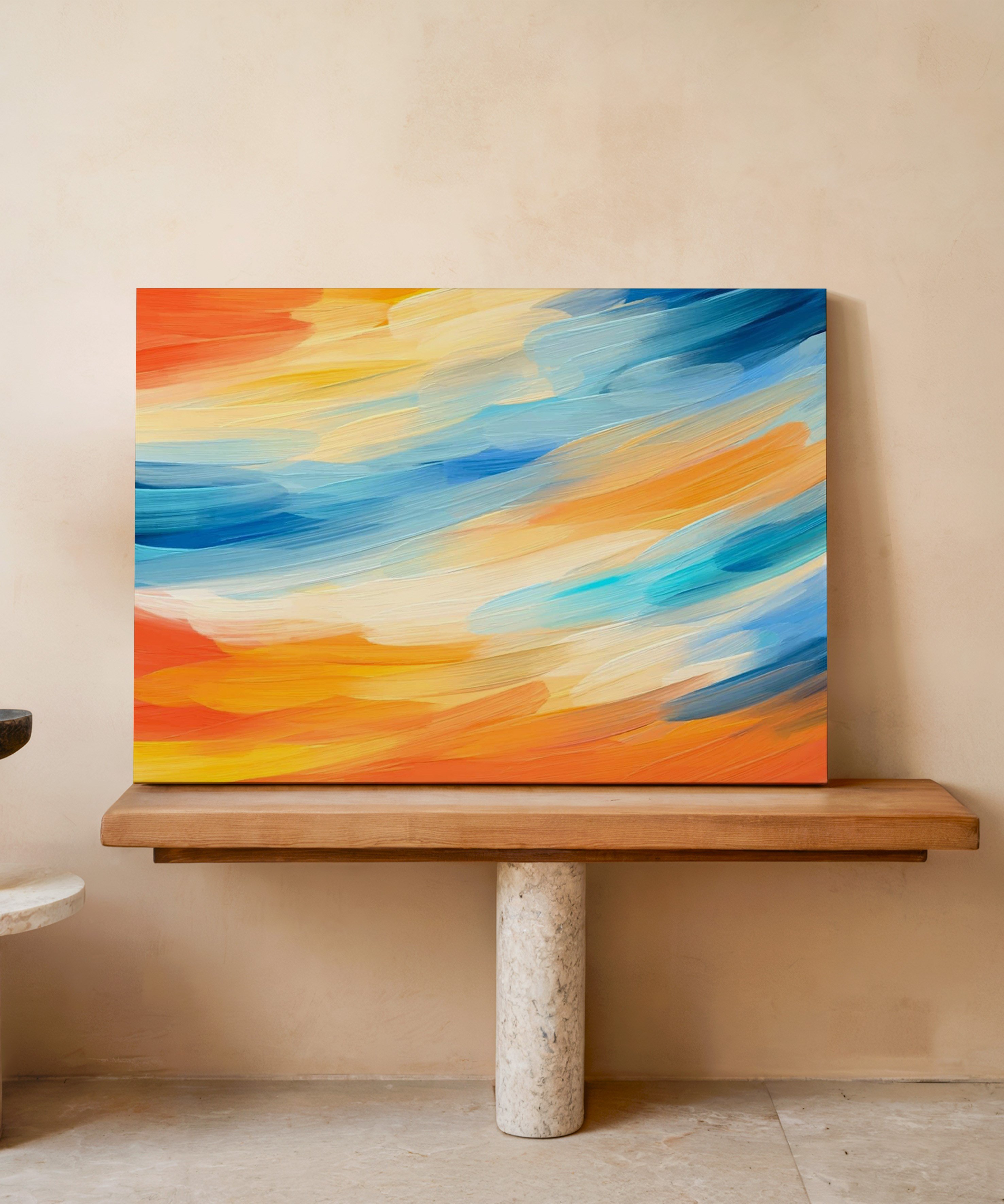 Turuncu Mavi | Yağlıboya dokulu canvas baskı