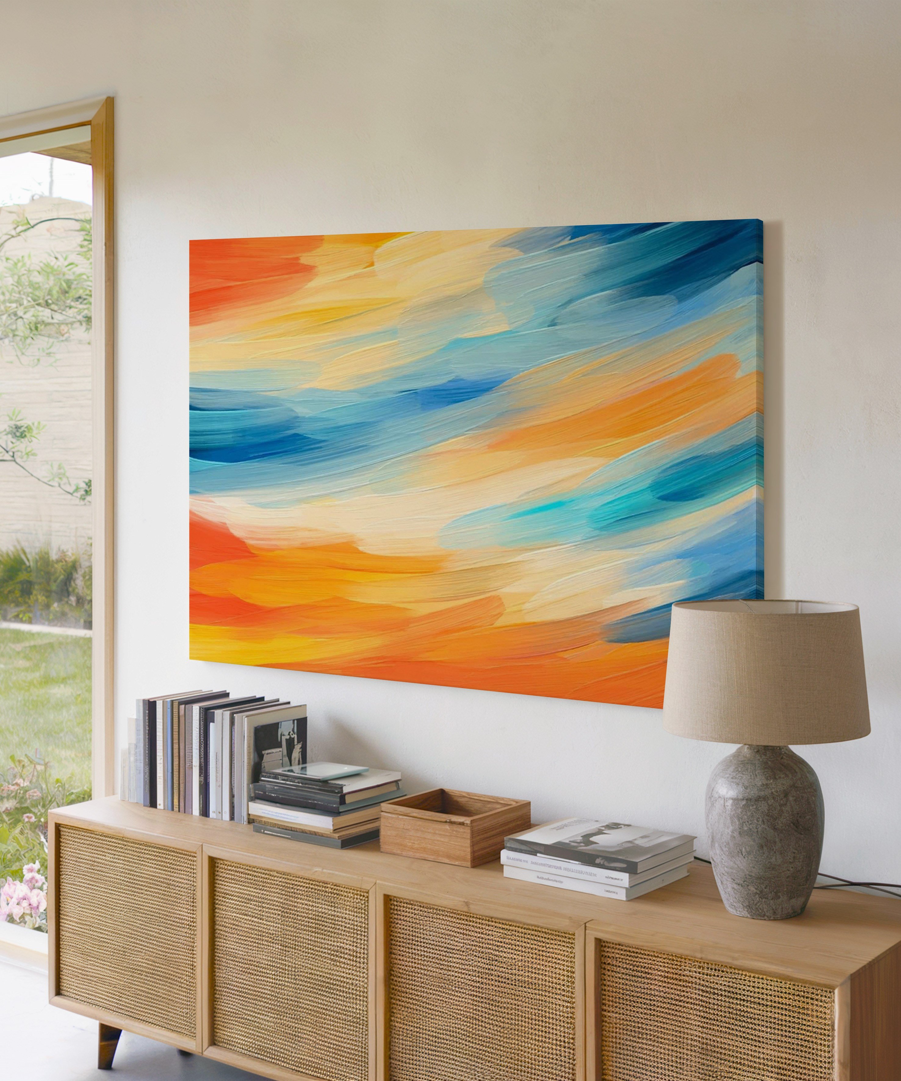 Turuncu Mavi | Yağlıboya dokulu canvas baskı