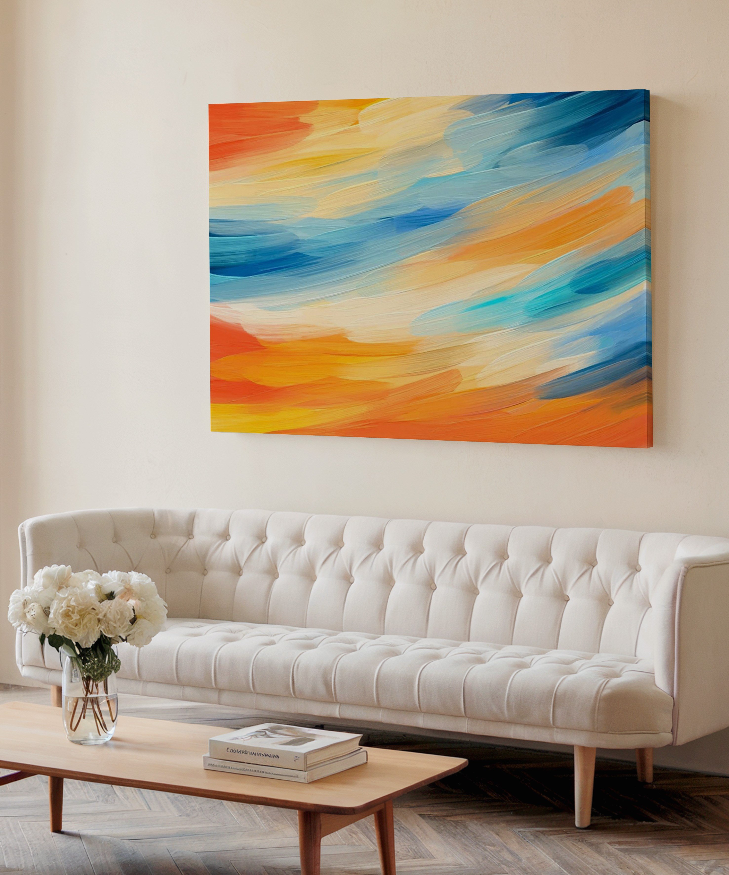 Turuncu Mavi | Yağlıboya dokulu canvas baskı