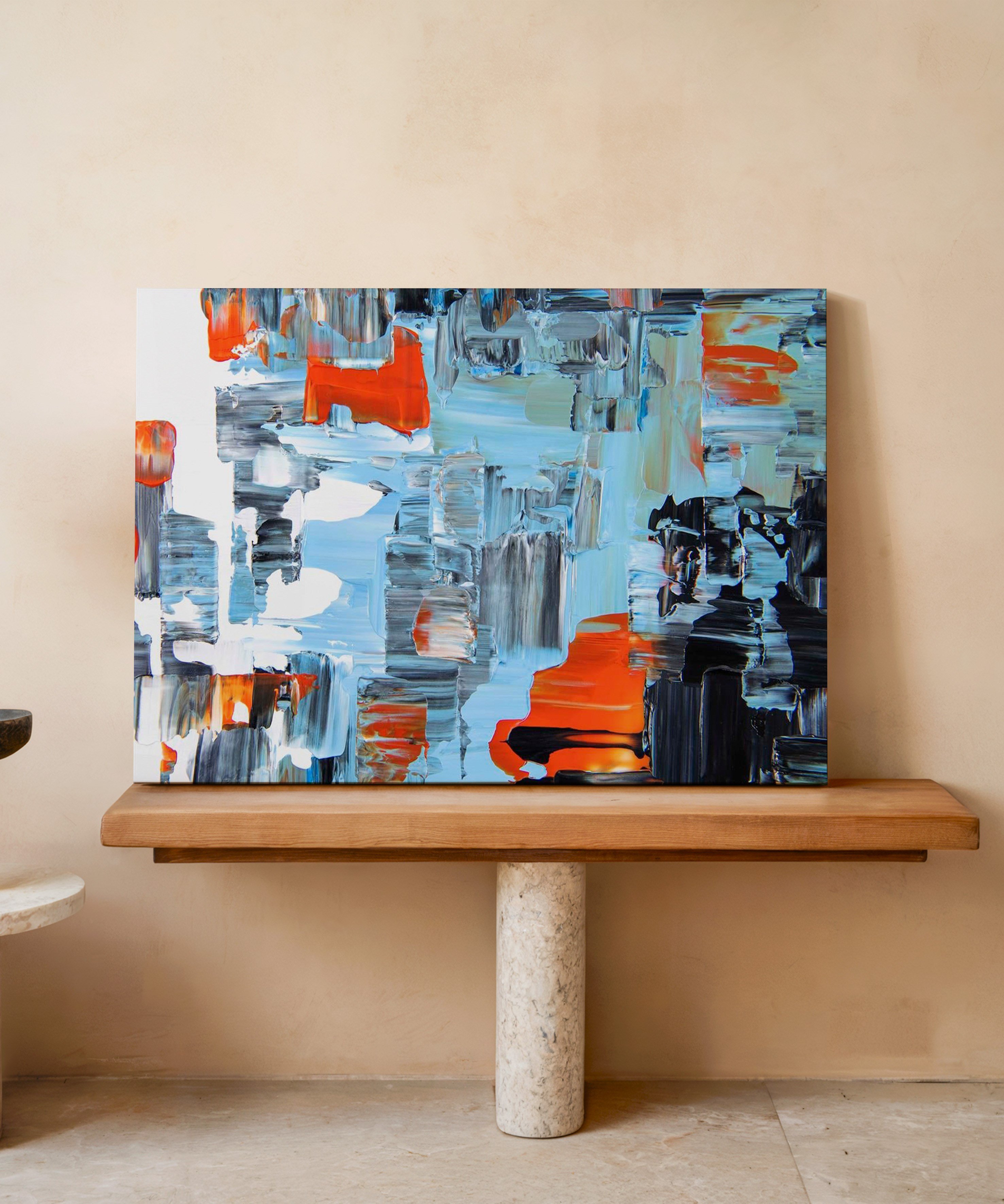 Turuncu Vurgu | Yağlıboya dokulu canvas baskı