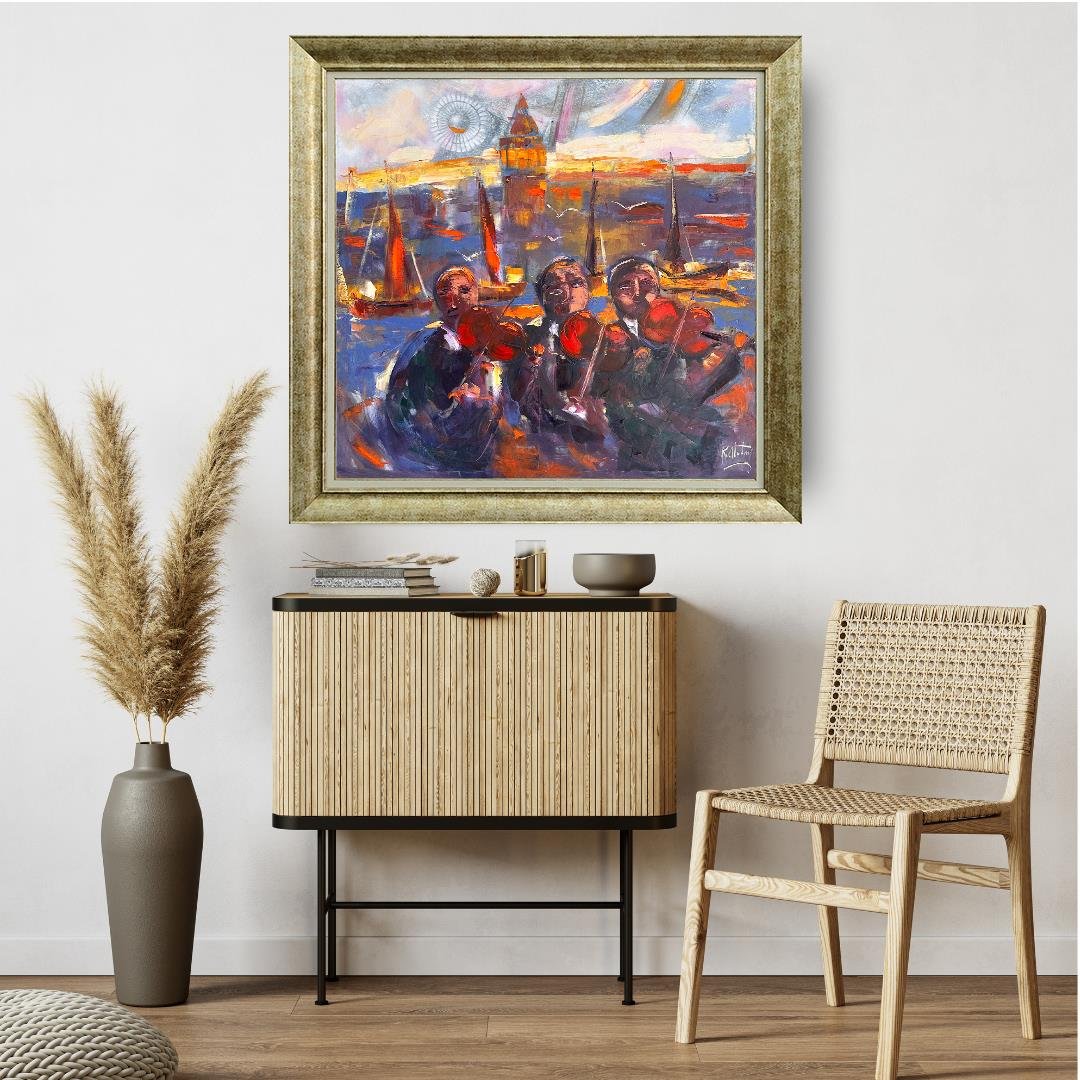 Üç Adam Galata Senfonisi   | Yağlı Boya Tablo 